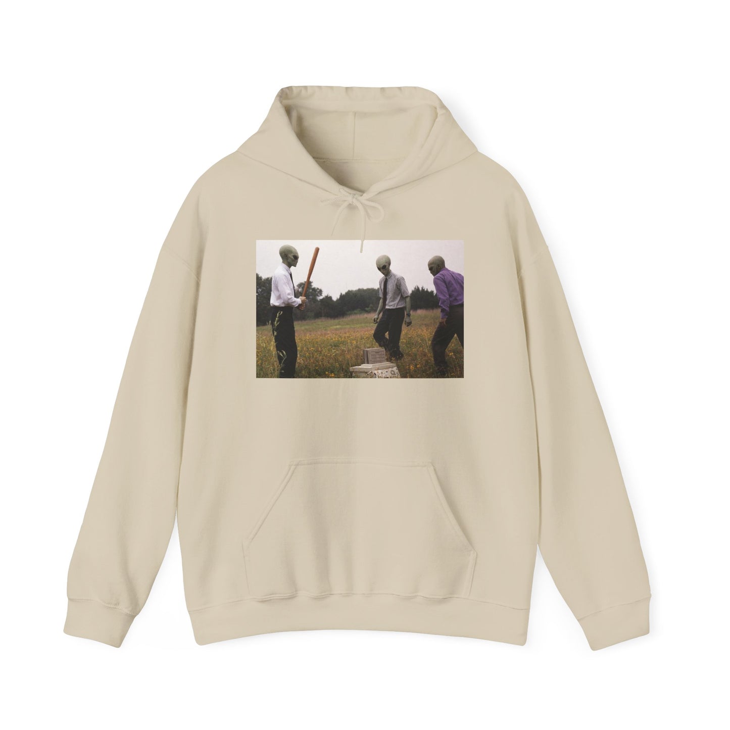 Hoodie — Vintage Field Photo Crew Baseball Bat Retro Graphic Hoodie