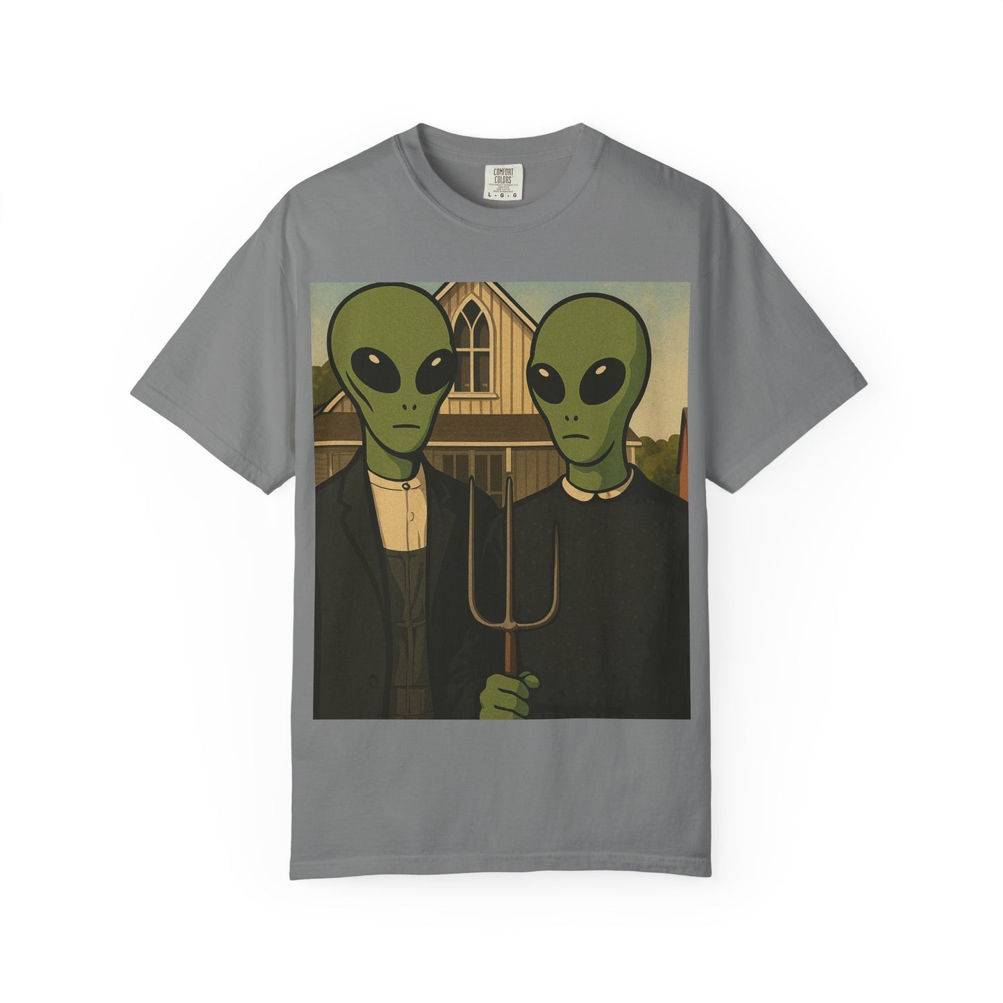 Alien Gothic T-Shirt — Parody of American Gothic Art