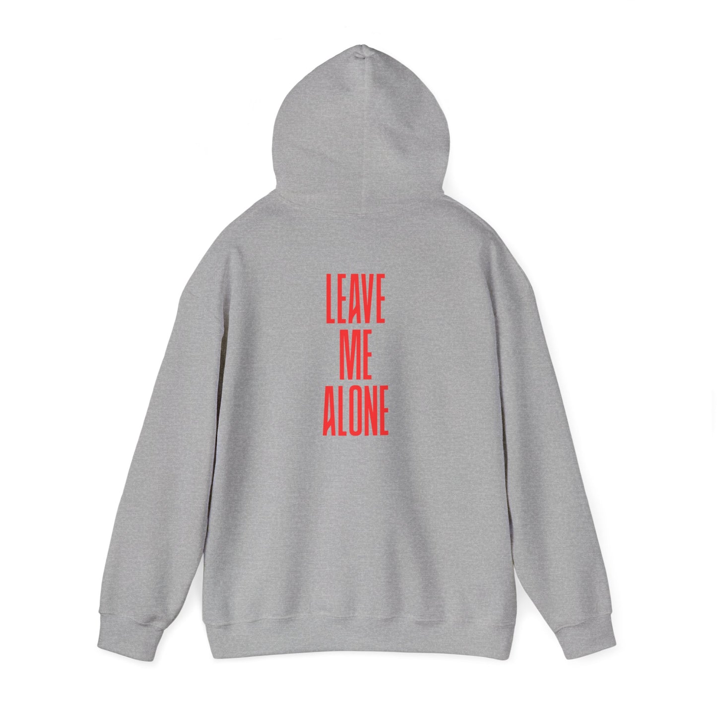 Leave Me Alone Hoodie — Minimal Pink Text Graphic Hooded Sweatshirt