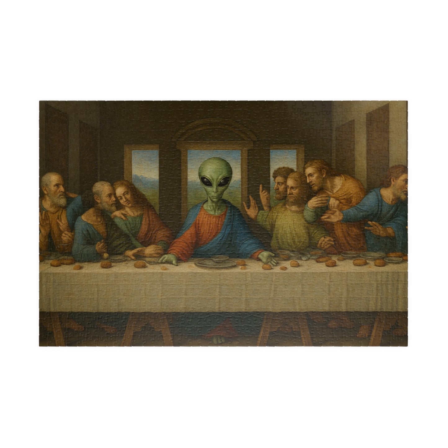 Alien Last Supper Puzzle — Surreal Pop Art Jigsaw (110/252/520/1014 pcs)