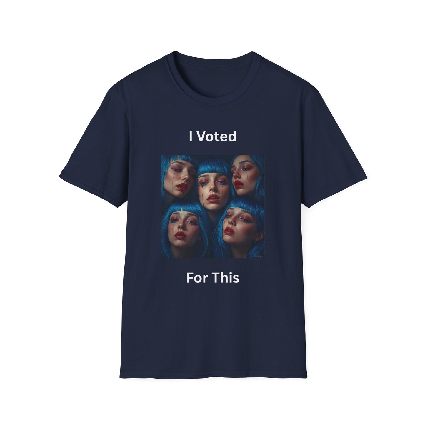 I Voted For This Graphic T-Shirt — Blue Hair Portrait Collage Tee