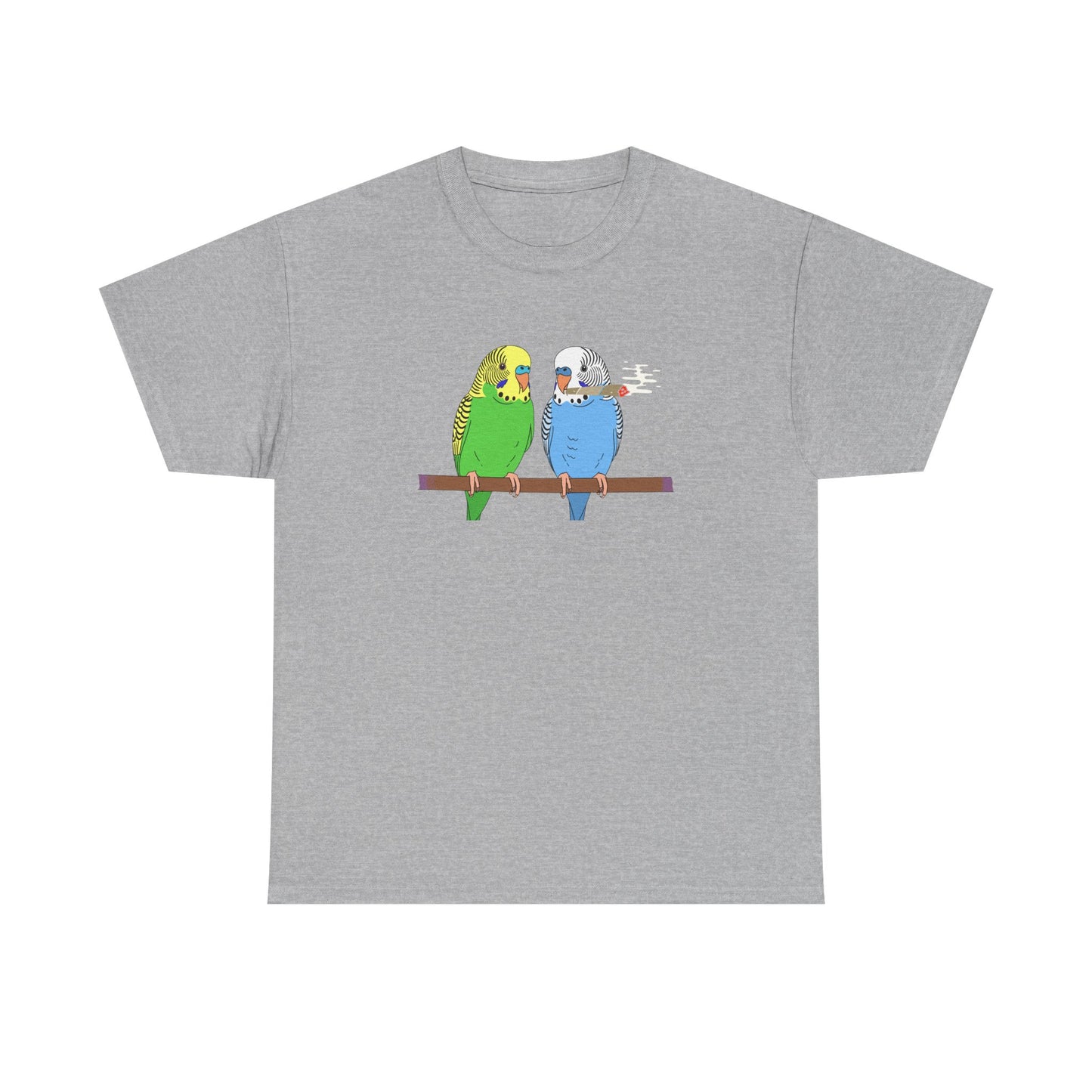 2 Birds 1 Stoned T-Shirt — Cute Parakeet Pair Graphic Tee