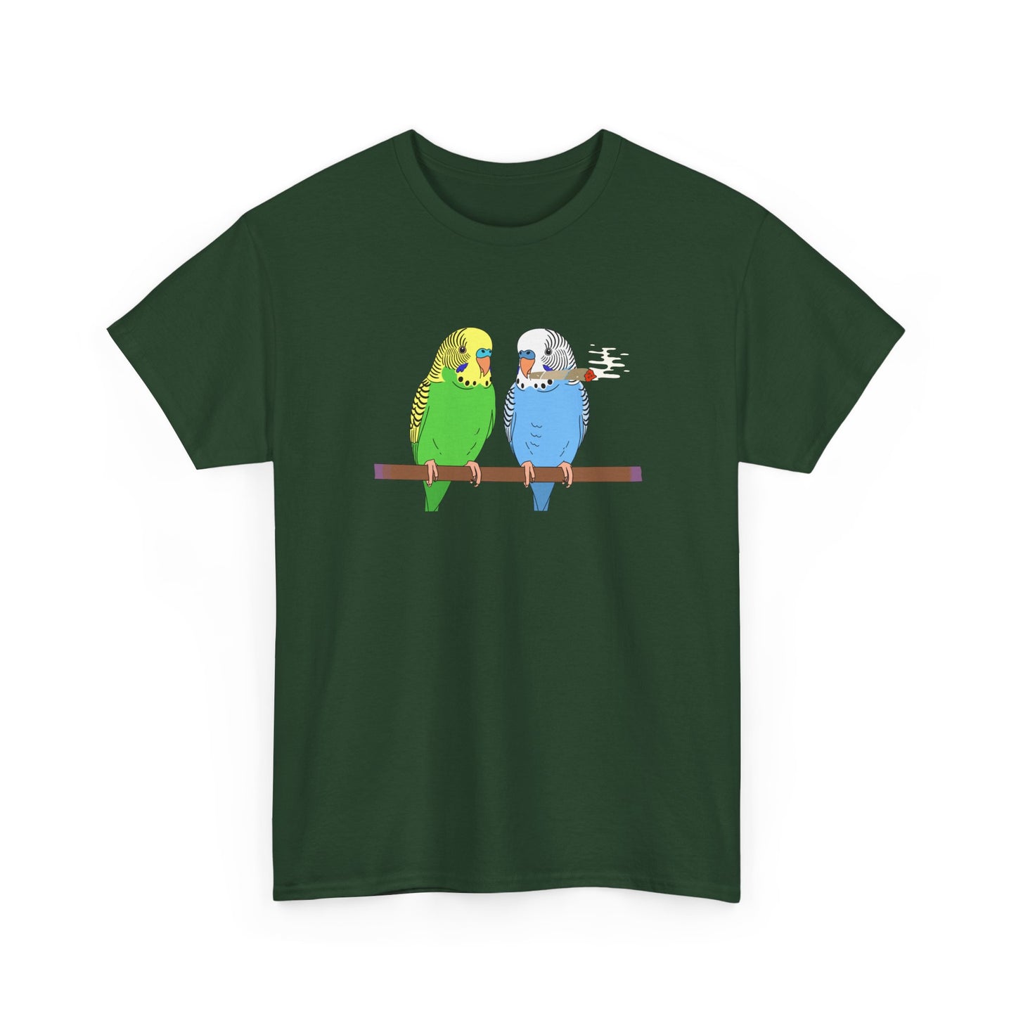 2 Birds 1 Stoned T-Shirt — Cute Parakeet Pair Graphic Tee