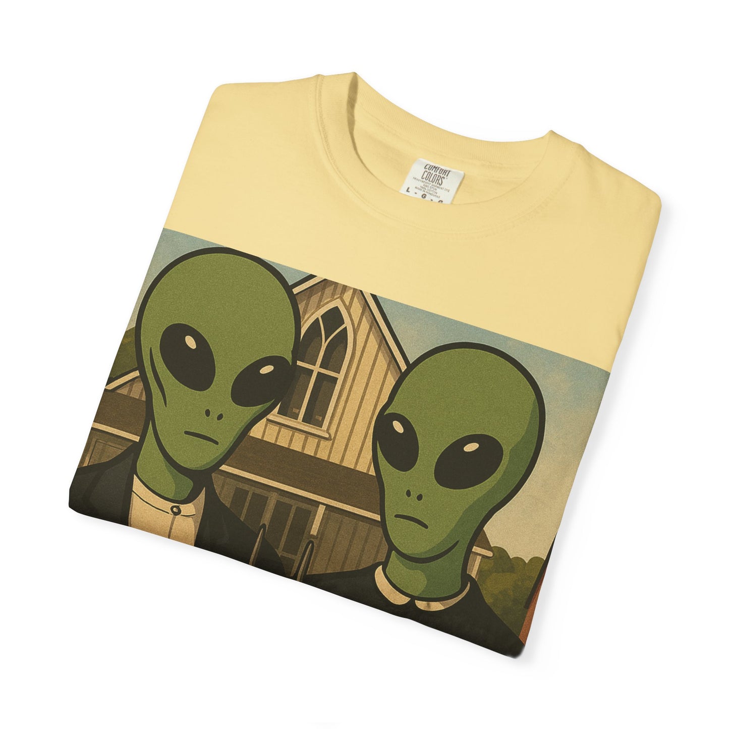 Alien Gothic T-Shirt — Parody of American Gothic Art