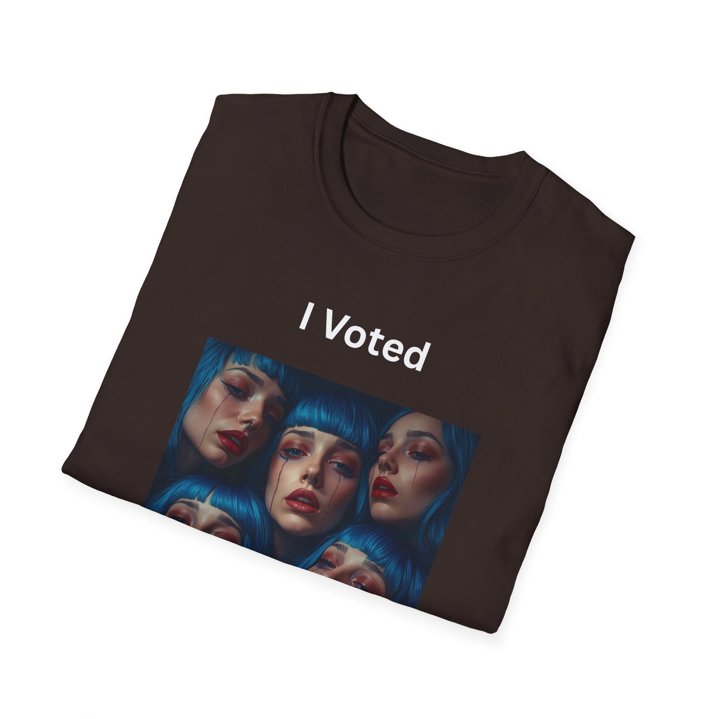 I Voted For This Graphic T-Shirt — Blue Hair Portrait Collage Tee