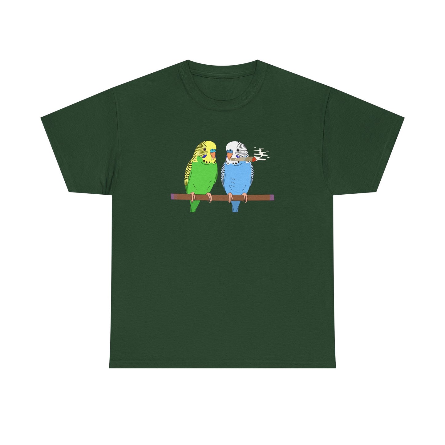2 Birds 1 Stoned T-Shirt — Cute Parakeet Pair Graphic Tee