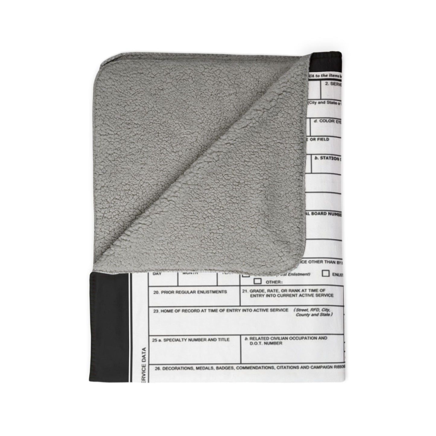 DD214 Fleece Sherpa Blanket — Vintage Form Print Cozy Throw