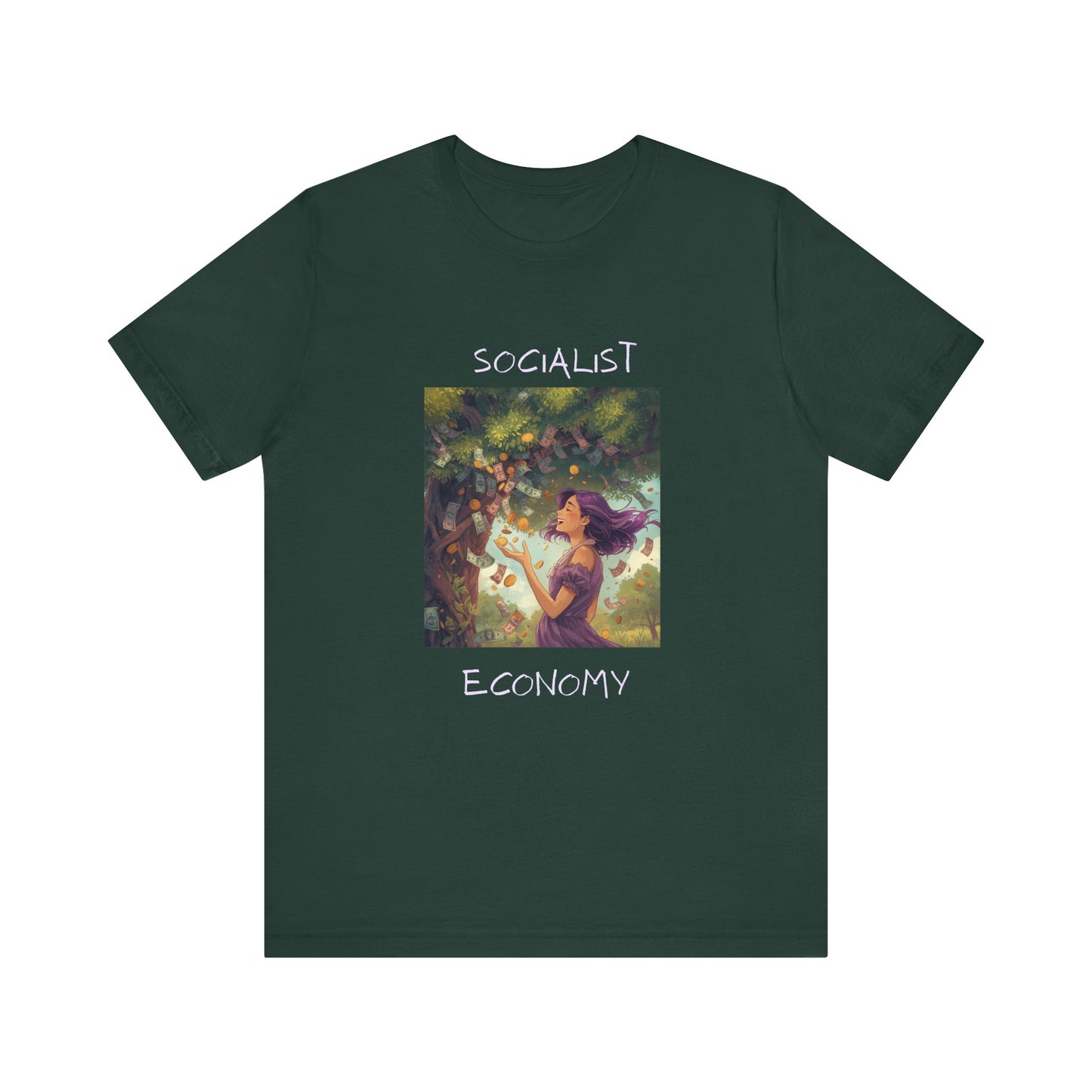 Socialist Economy Graphic Tee — Whimsical Nature Illustration T-Shirt