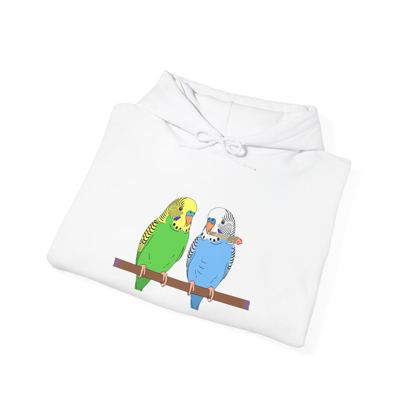 2 Birds 1 Stoned Hoodie – Cute Paired Budgerigar Bird Graphic Sweatshirt