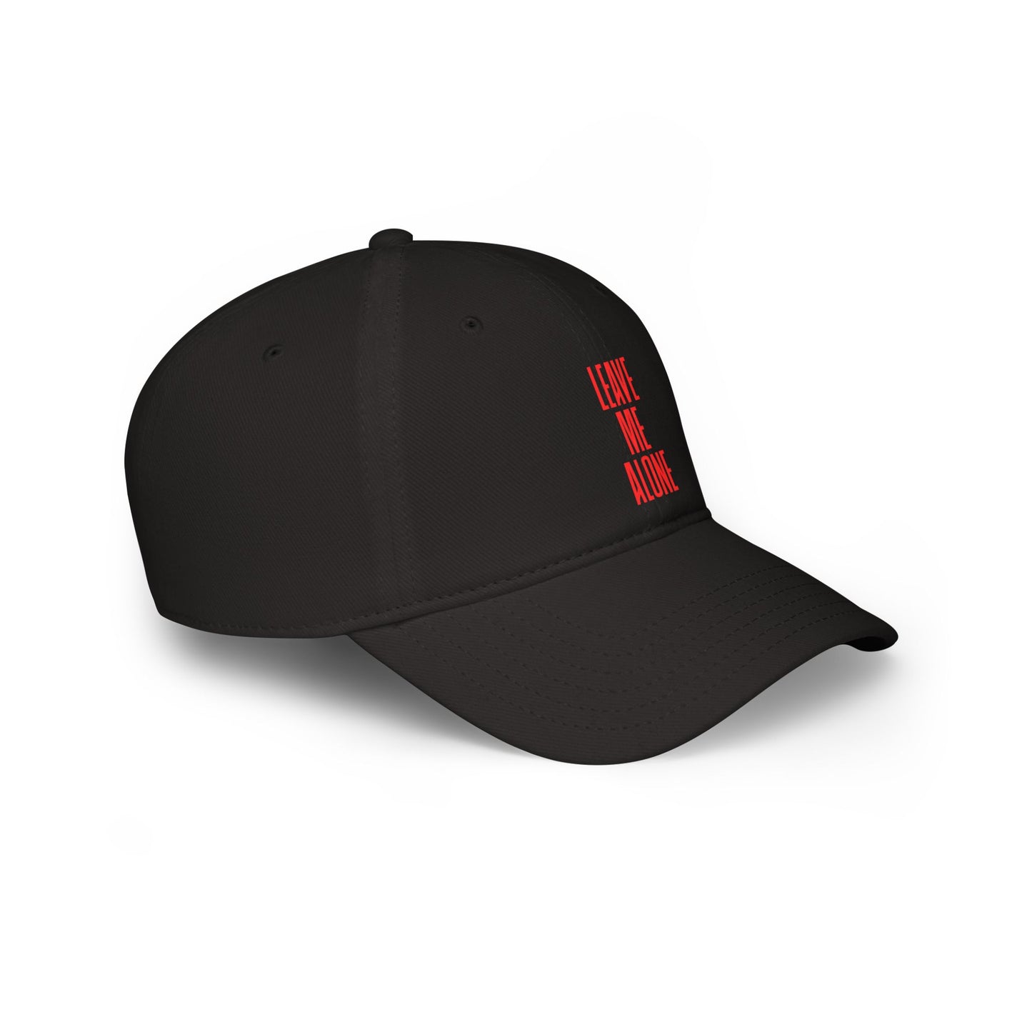Low Profile Cap — 'Leave Me Alone' Minimalist Black Baseball Hat