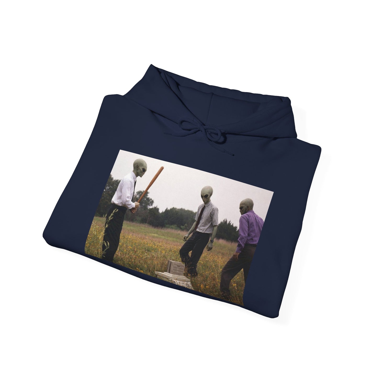 Hoodie — Vintage Field Photo Crew Baseball Bat Retro Graphic Hoodie