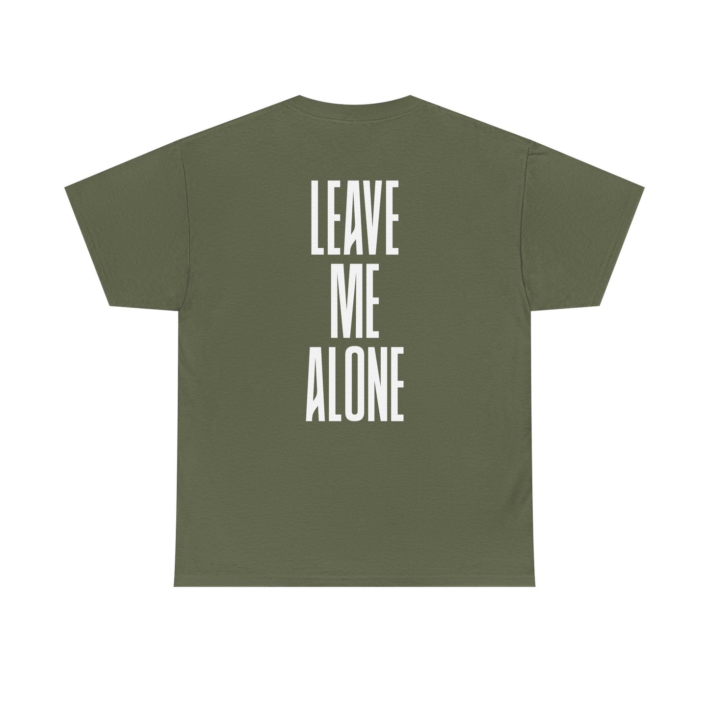 Leave Me Alone T‑Shirt — Bold Vertical Text Graphic Tee