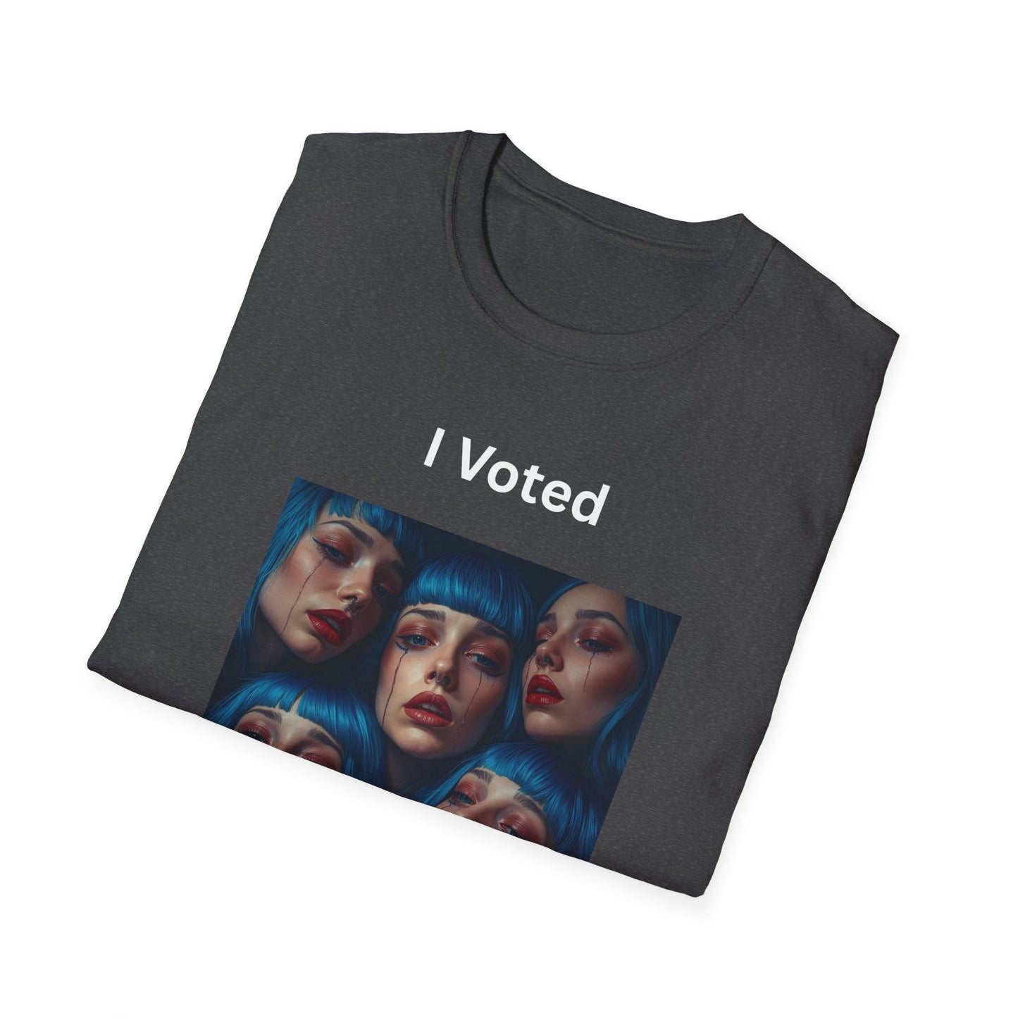 I Voted For This Graphic T-Shirt — Blue Hair Portrait Collage Tee