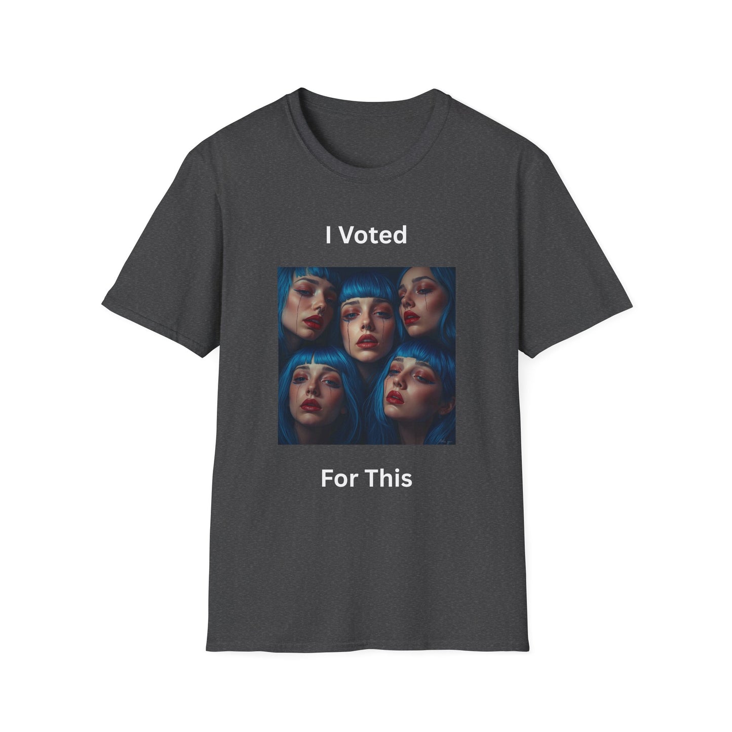 I Voted For This Graphic T-Shirt — Blue Hair Portrait Collage Tee