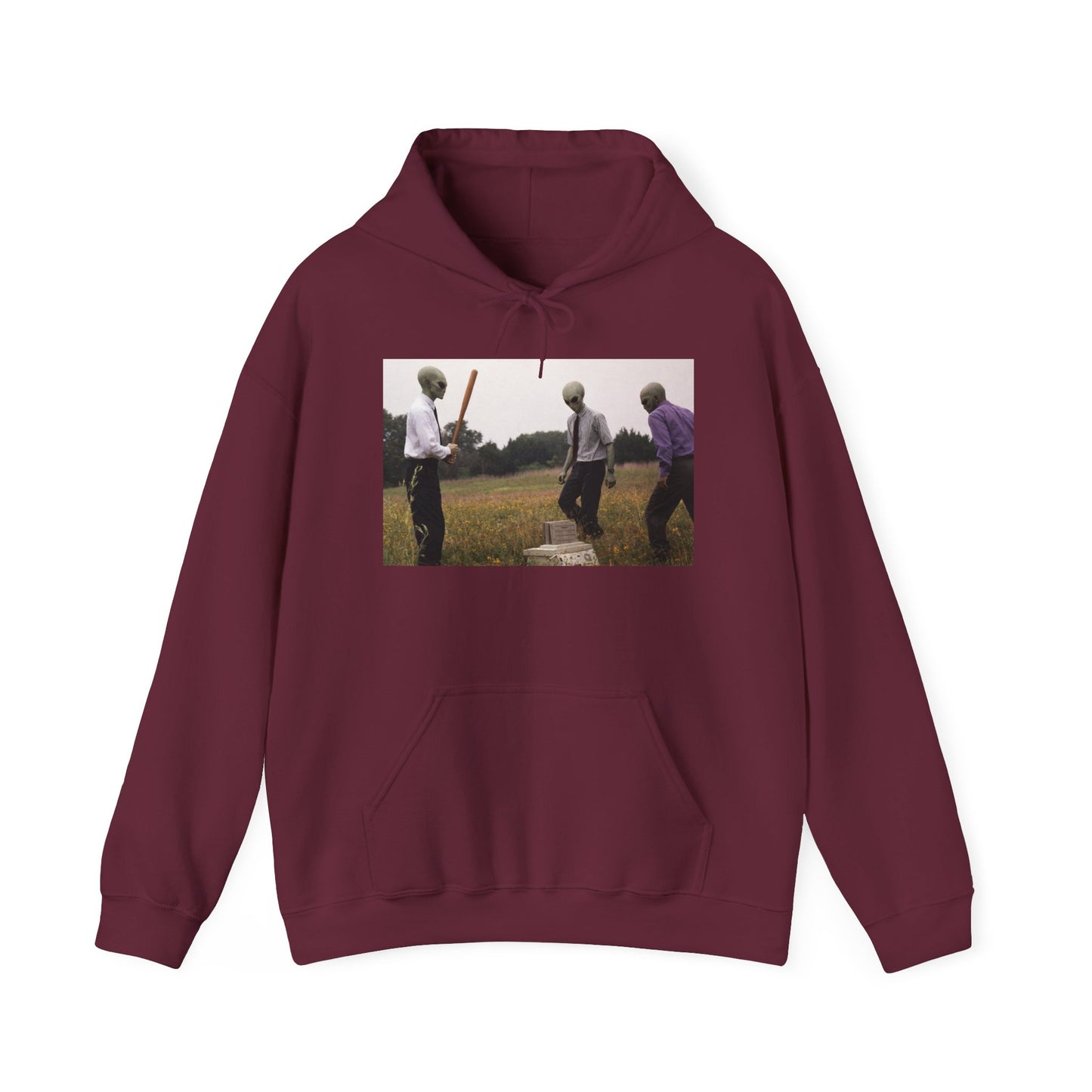 Hoodie — Vintage Field Photo Crew Baseball Bat Retro Graphic Hoodie