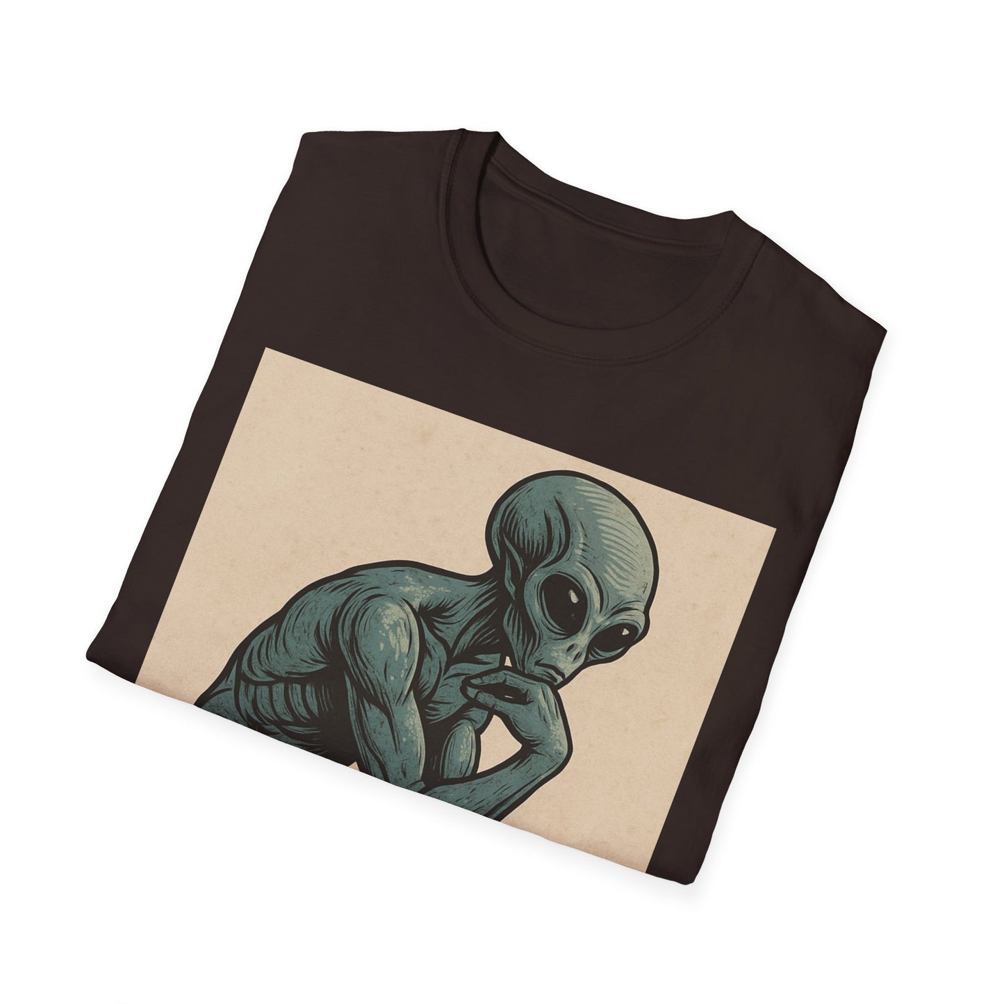 Alien Thinker T-Shirt — Retro Art Sci‑Fi Graphic Tee