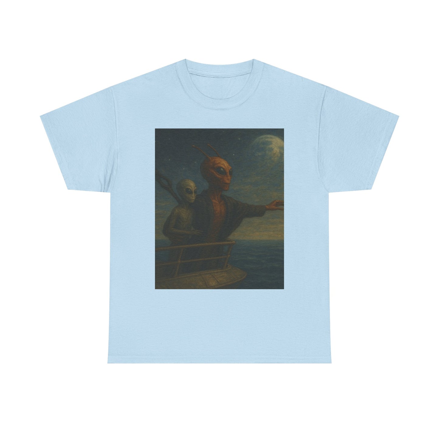 Vintage Gothic Painting Tee — Moonlit Ghost Ship Art T-Shirt