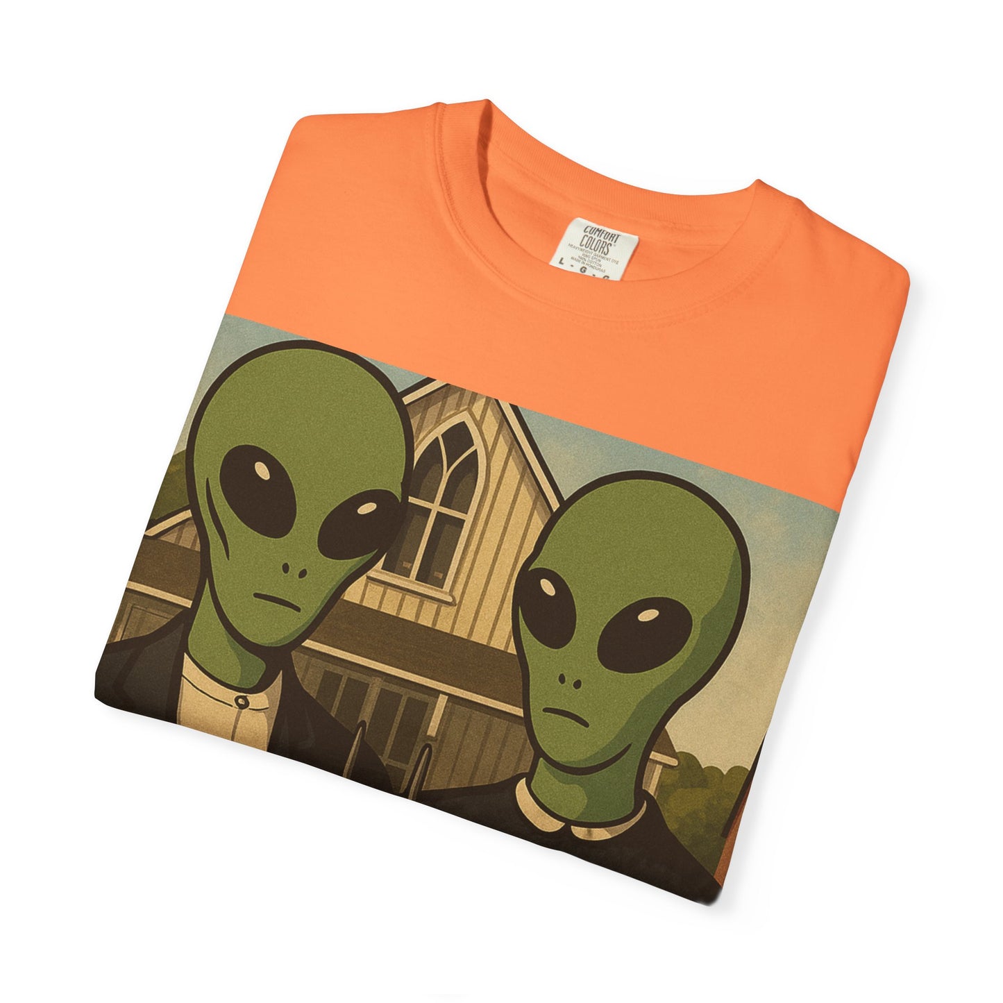 Alien Gothic T-Shirt — Parody of American Gothic Art