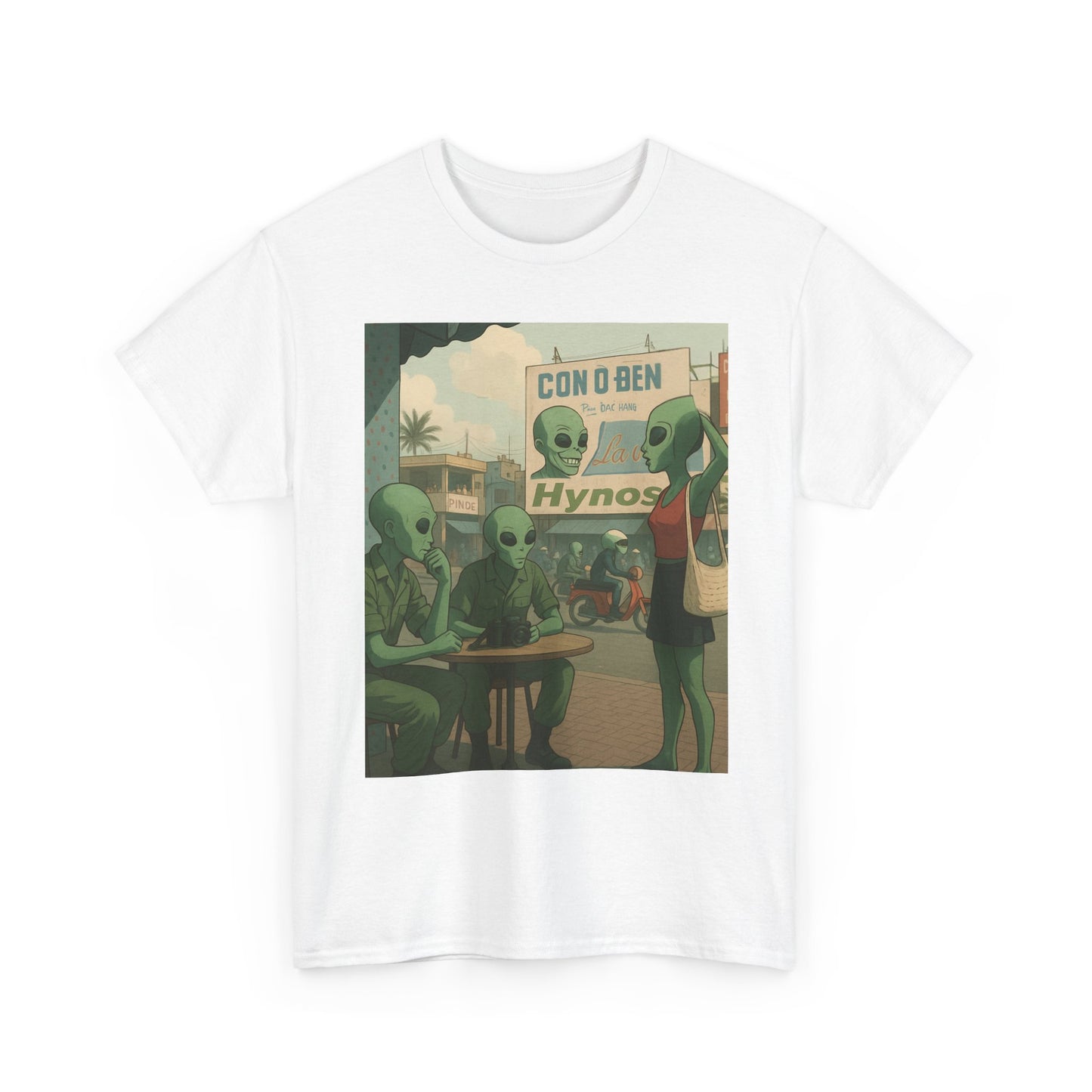 Alien FMJ Graphic Tee — "Con & Ben Hypnos" Retro Sci‑Fi T-Shirt