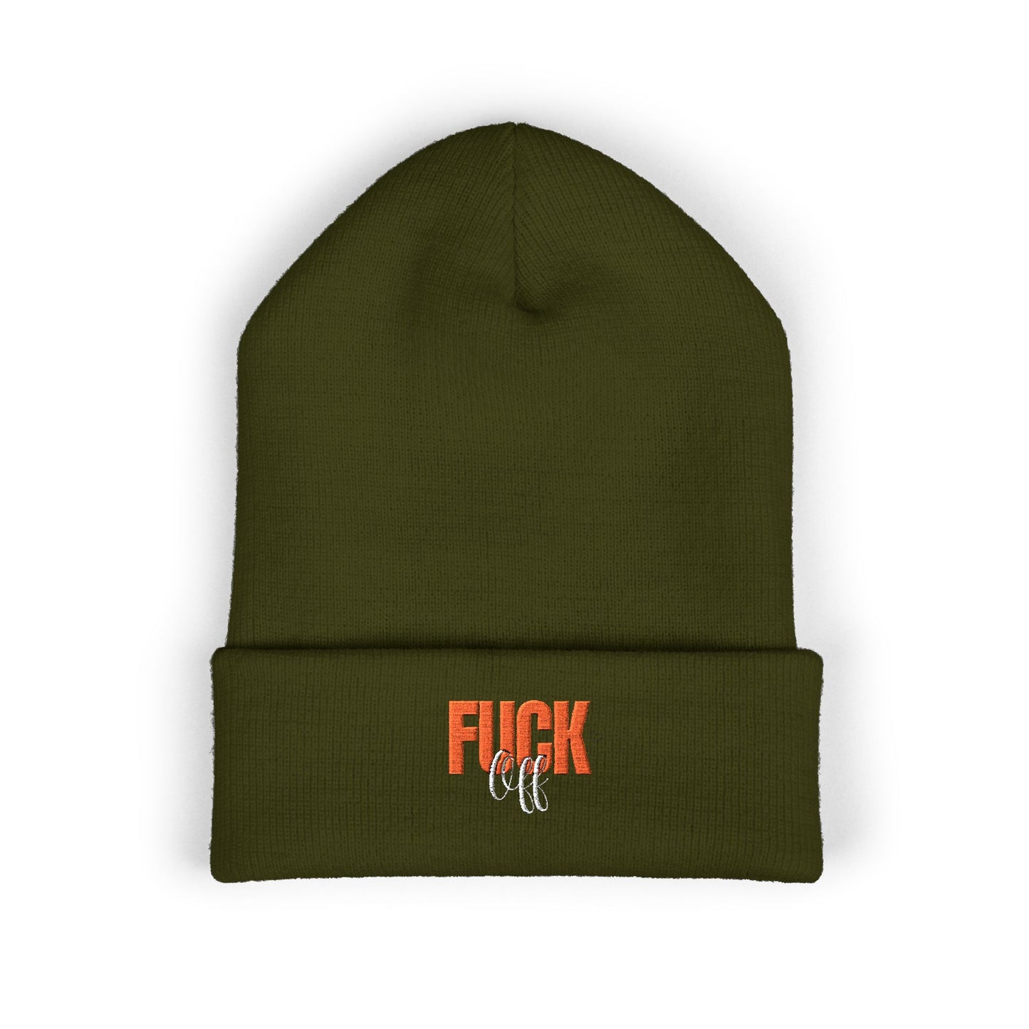 Embroidered 'Fury' Cuffed Beanie – Bold Yellow Knit Hat