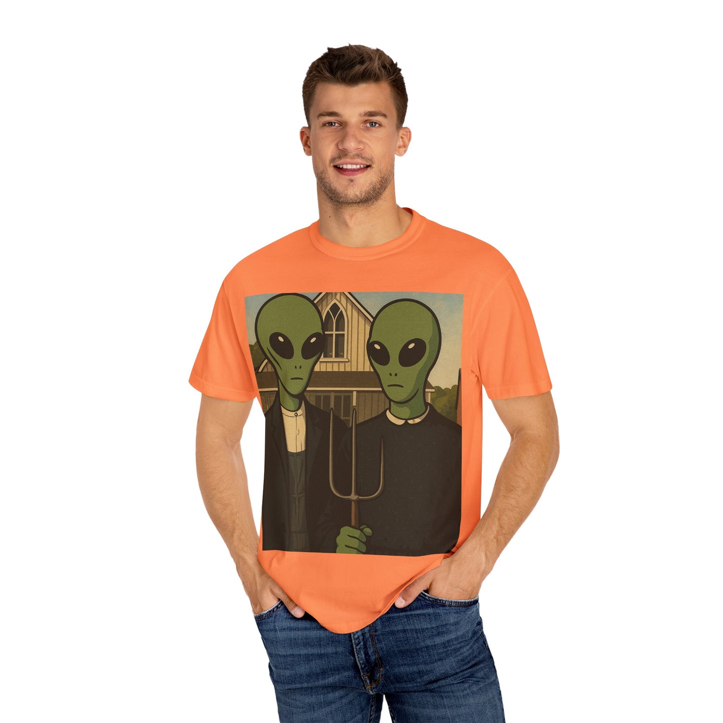 Alien Gothic T-Shirt — Parody of American Gothic Art