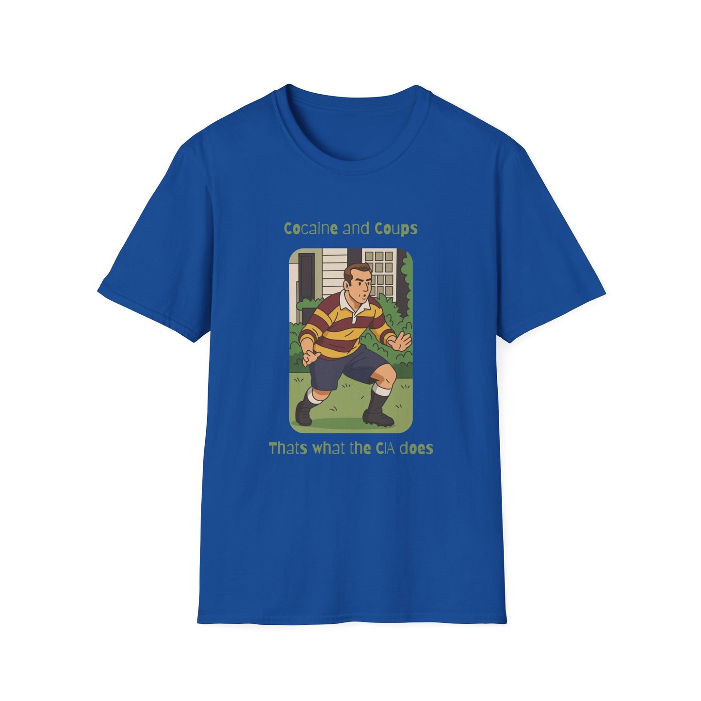 Rugby Player Illustration T-Shirt — 'Courage and Cupps' Vintage Sports Tee