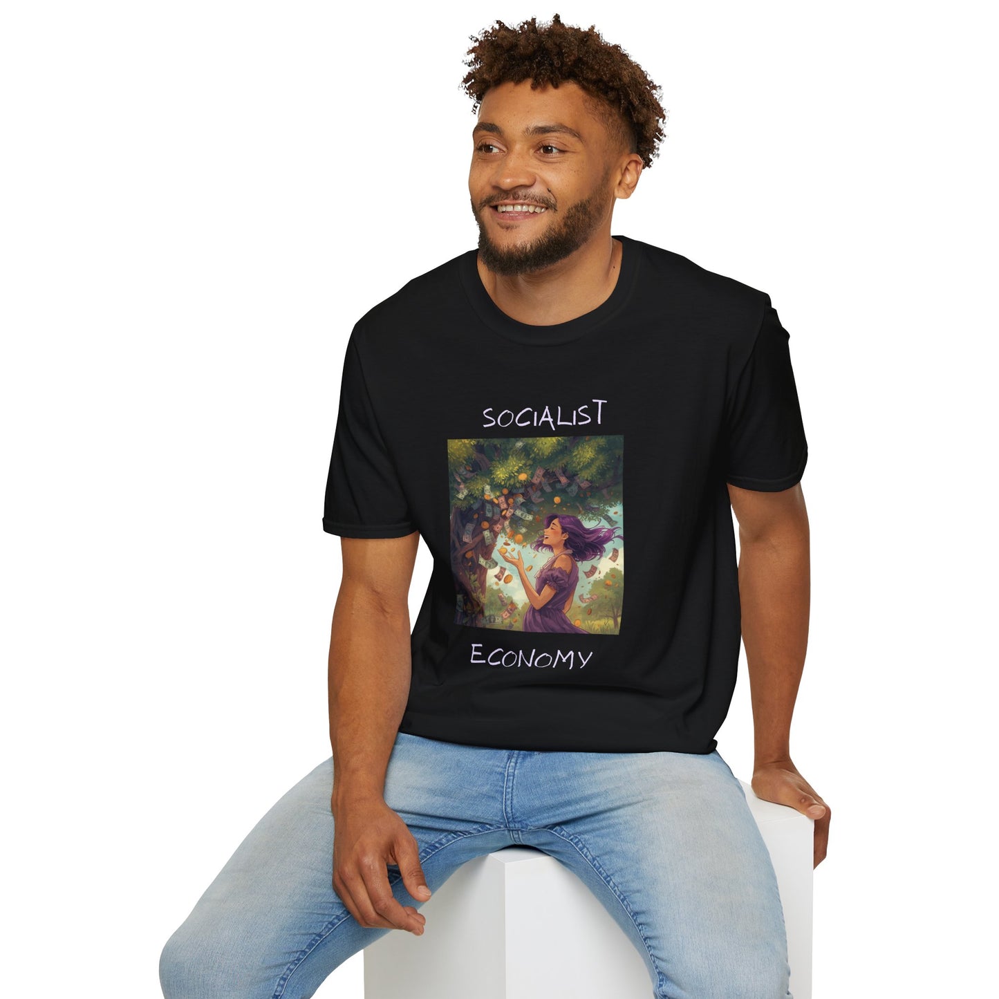 Socialist Economy Graphic T-Shirt — Whimsical Nature Illustration