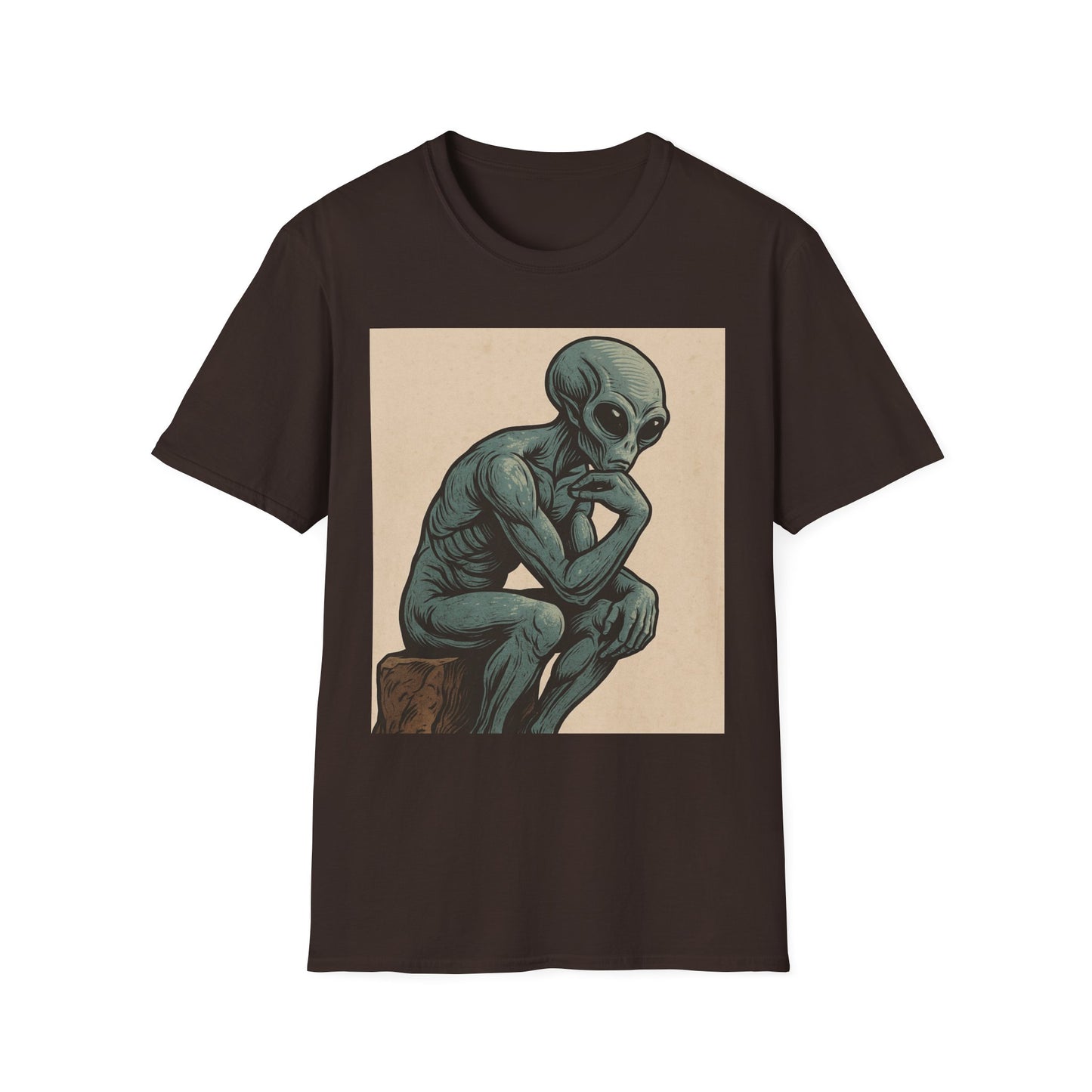 Alien Thinker T-Shirt — Retro Art Sci‑Fi Graphic Tee