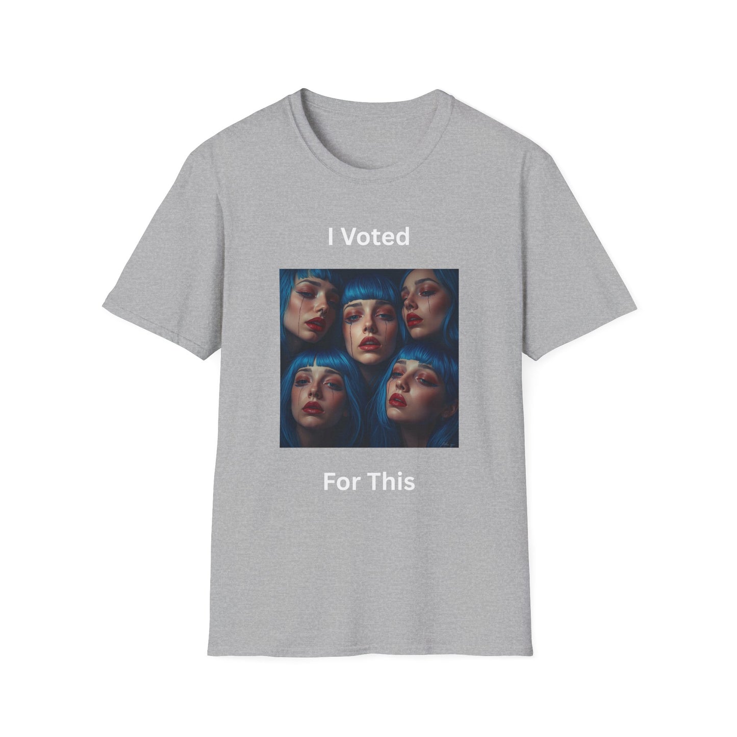 I Voted For This Graphic T-Shirt — Blue Hair Portrait Collage Tee