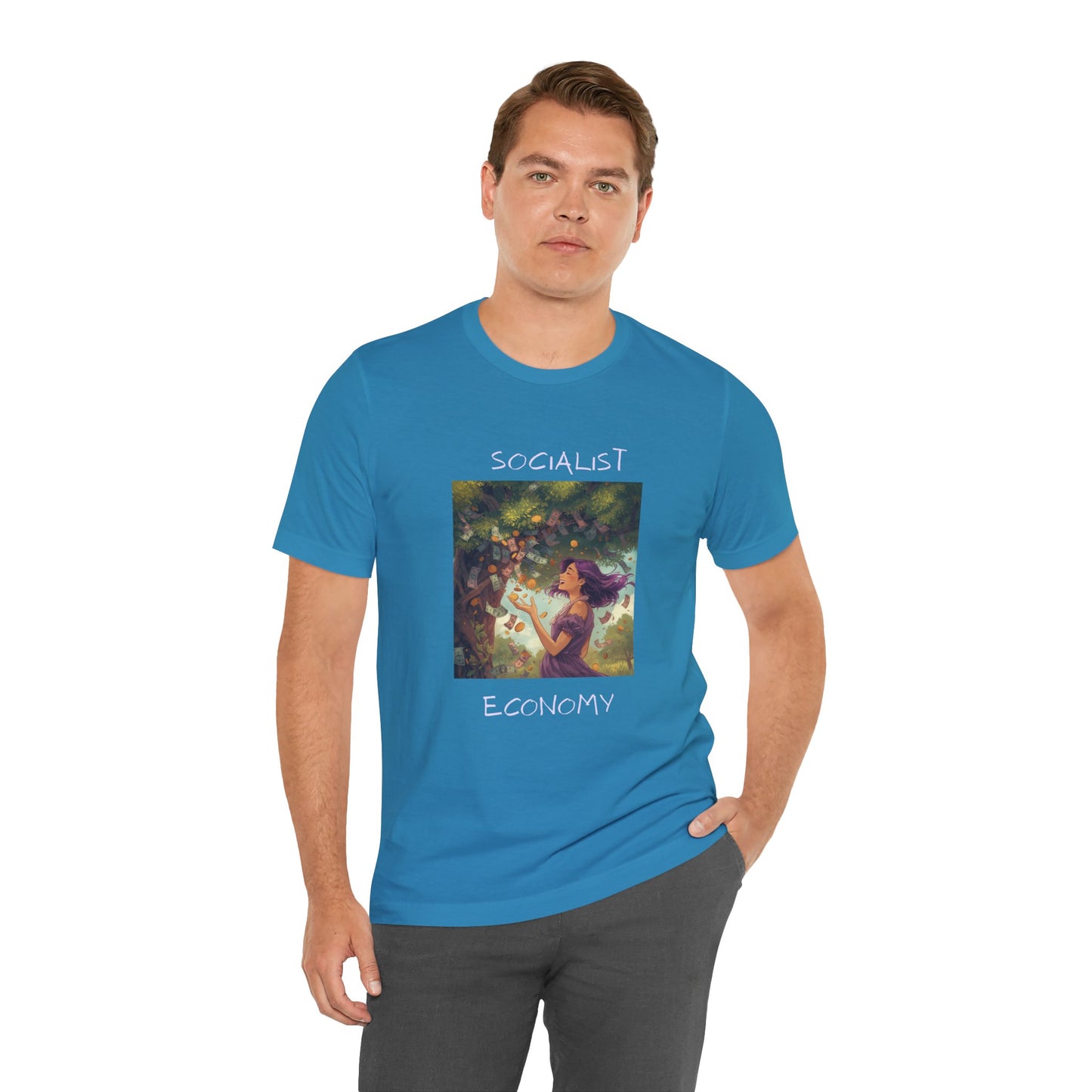 Socialist Economy Graphic Tee — Whimsical Nature Illustration T-Shirt
