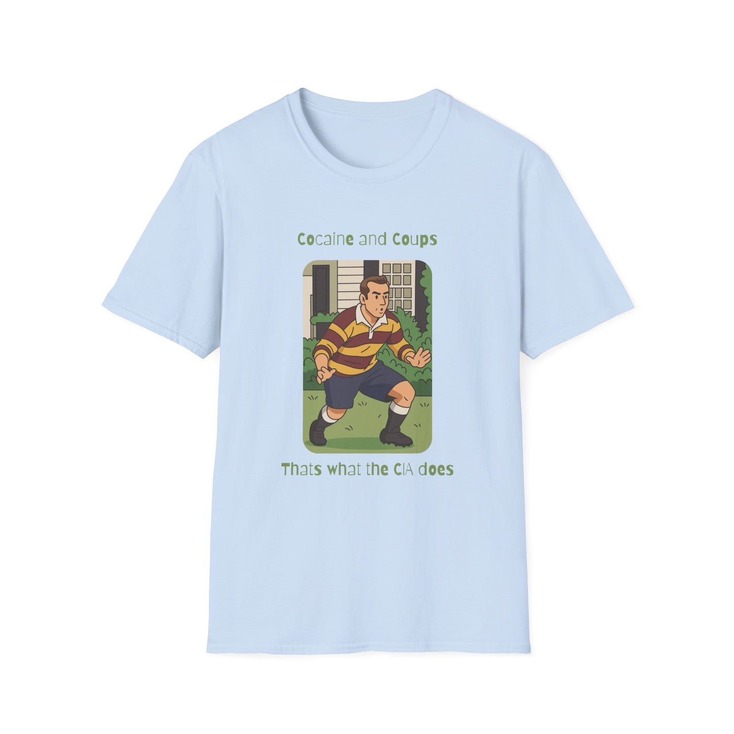 Rugby Player Illustration T-Shirt — 'Courage and Cupps' Vintage Sports Tee