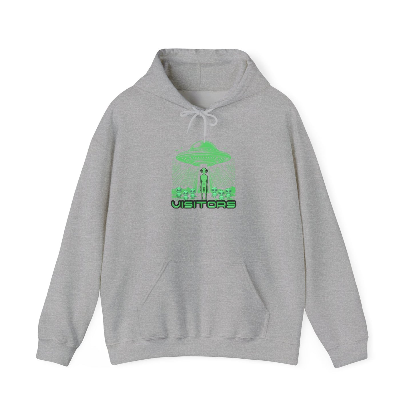 Alien Abduction Hoodie — "Visitors" Retro UFO Pullover