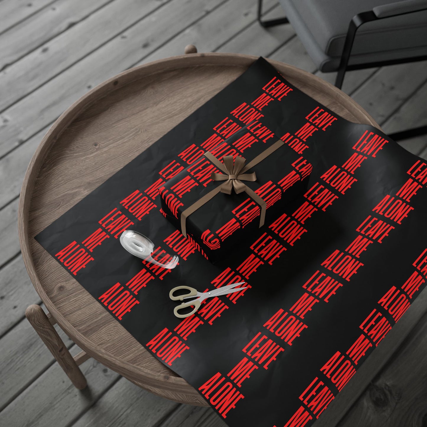 Wrapping Paper Roll — Black with Red Barcode Stripe Pattern, Modern Gift Wrap for Birthdays & Holidays