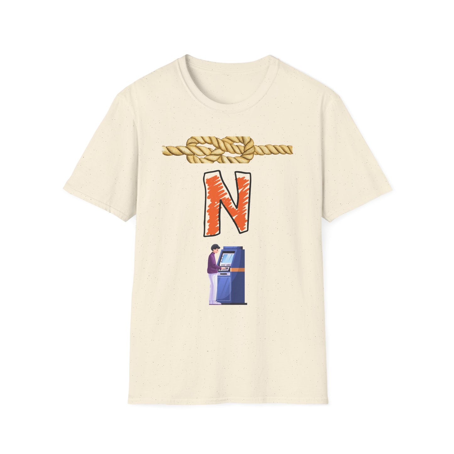 N Letter Graphic T-Shirt — Nautical Rope & Arcade Gamer Design