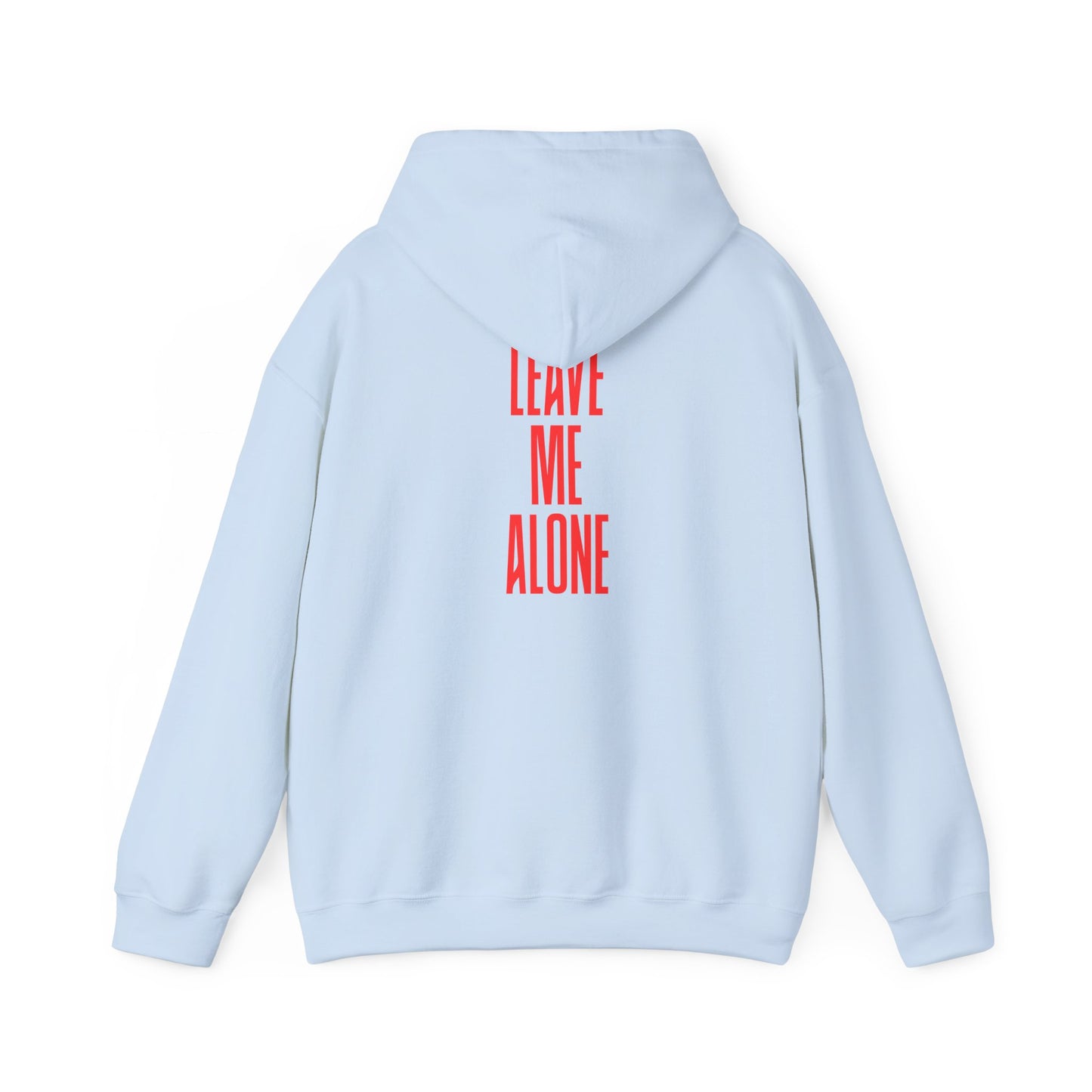 Leave Me Alone Hoodie — Minimal Pink Text Graphic Hooded Sweatshirt