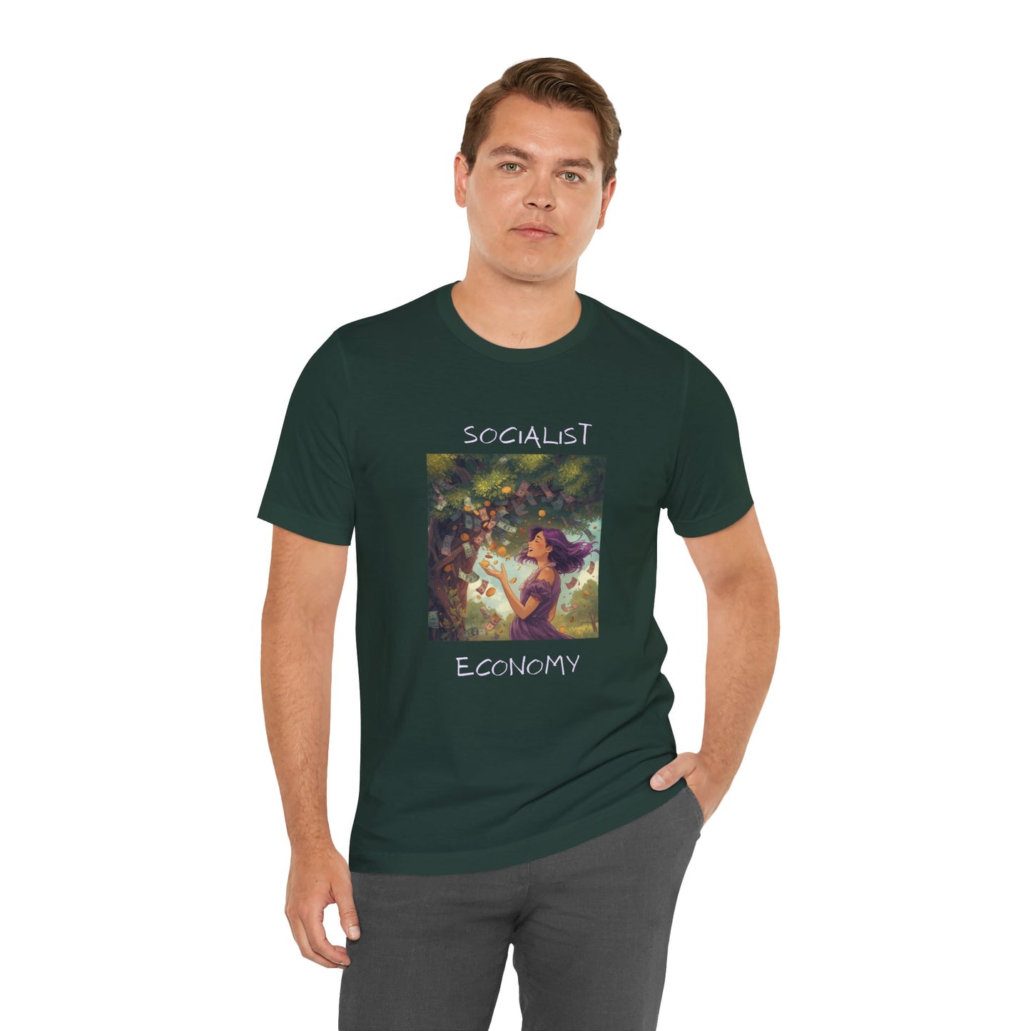 Socialist Economy Graphic Tee — Whimsical Nature Illustration T-Shirt