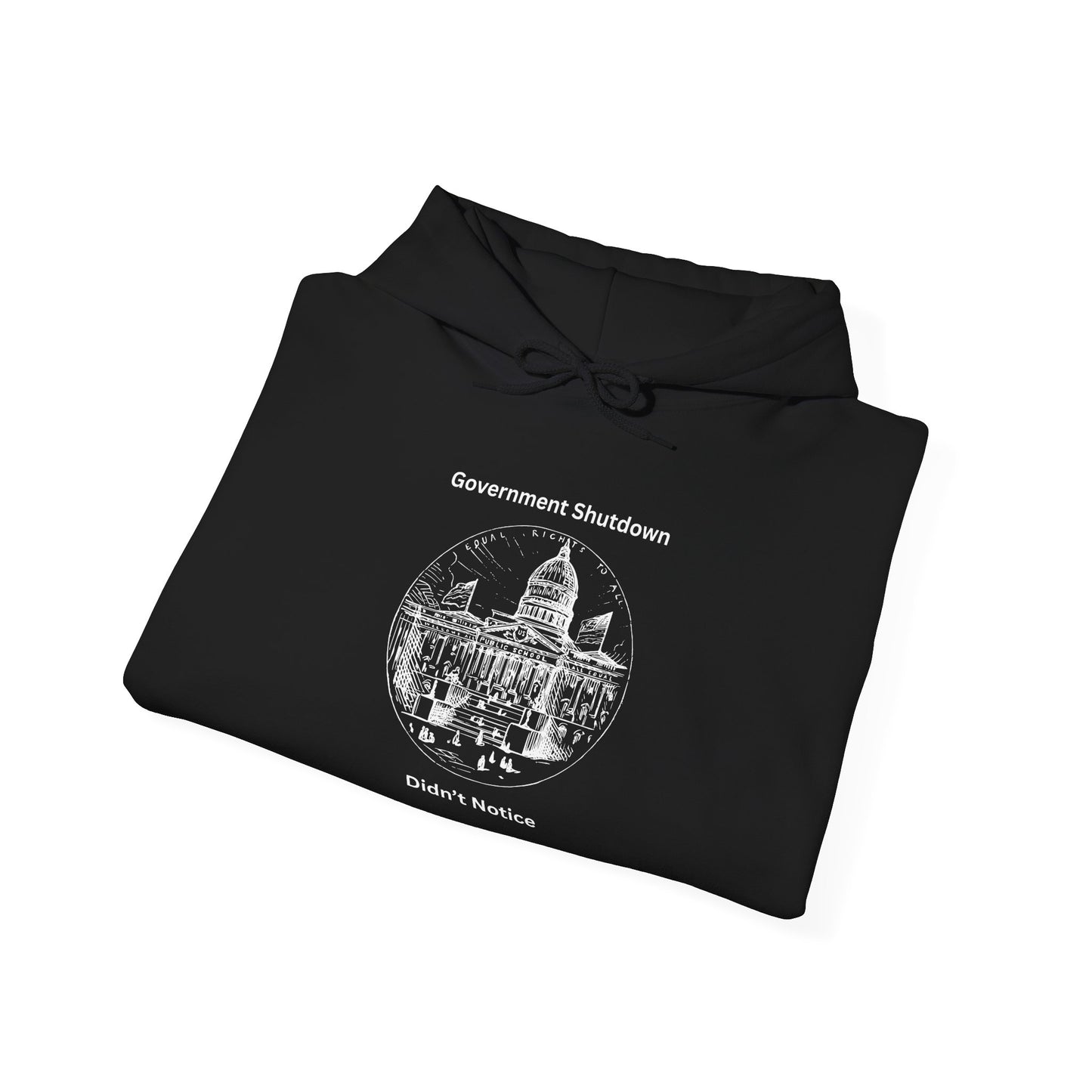 Protest Graphic Hoodie — "Government Shutdown Didn't Notice" Capitol Design