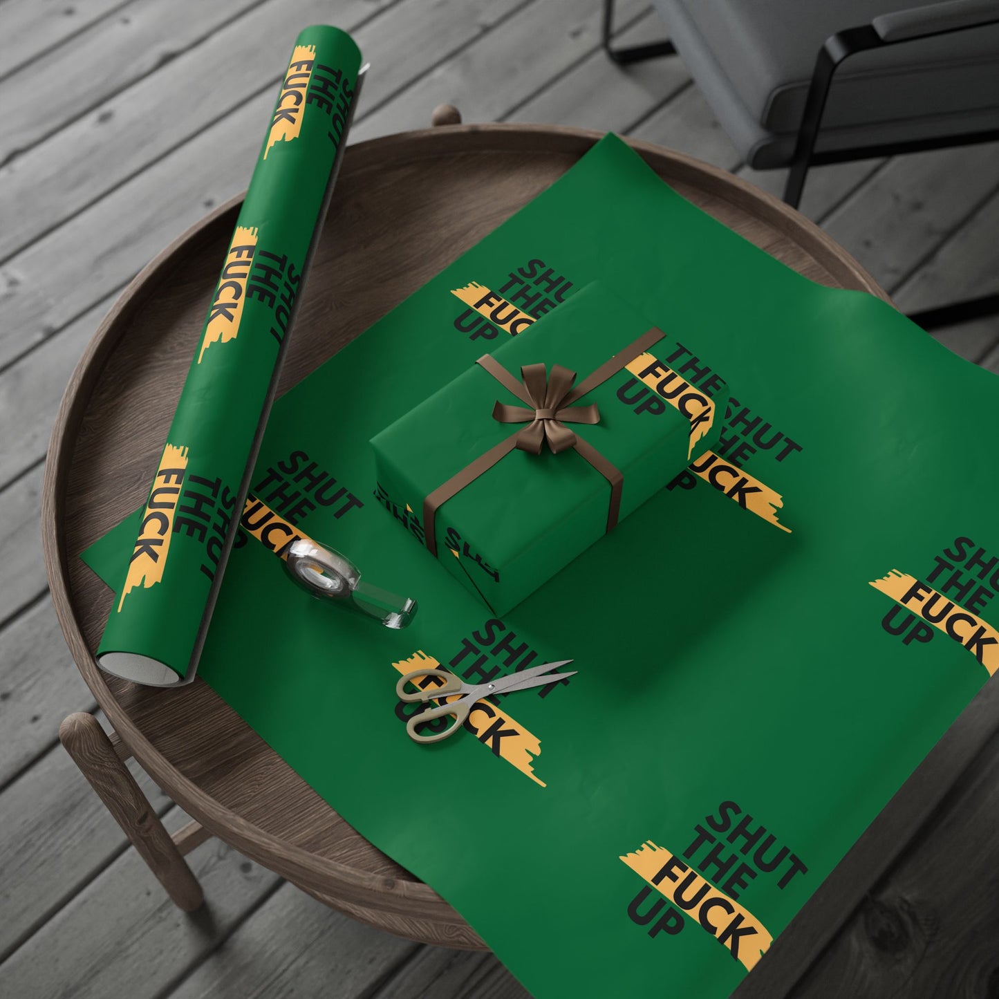 Green Tractor Pattern Wrapping Paper — Farm-Themed Gift Wrap Roll