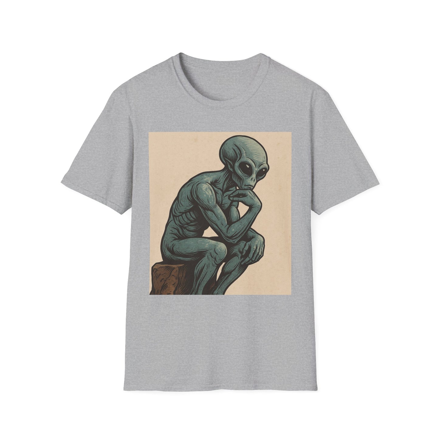 Alien Thinker T-Shirt — Retro Art Sci‑Fi Graphic Tee