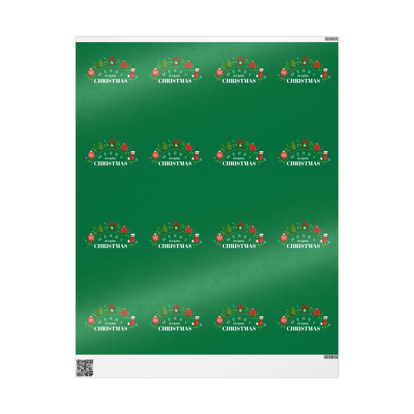 " Merry Fucking Christmas" Green Solid Wrapping Paper Roll — Classic Gift Wrap for Holidays & Everyday