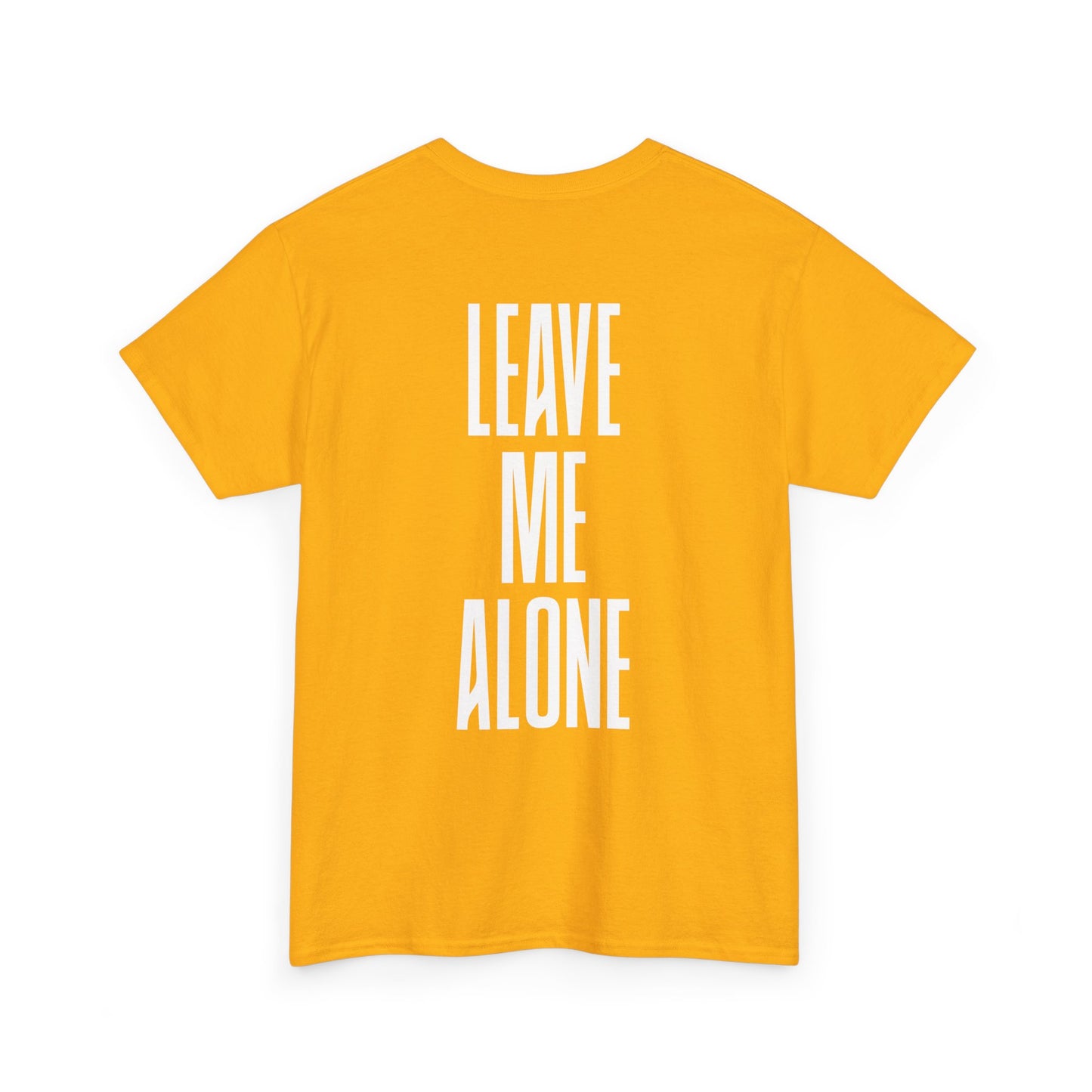 Leave Me Alone T‑Shirt — Bold Vertical Text Graphic Tee