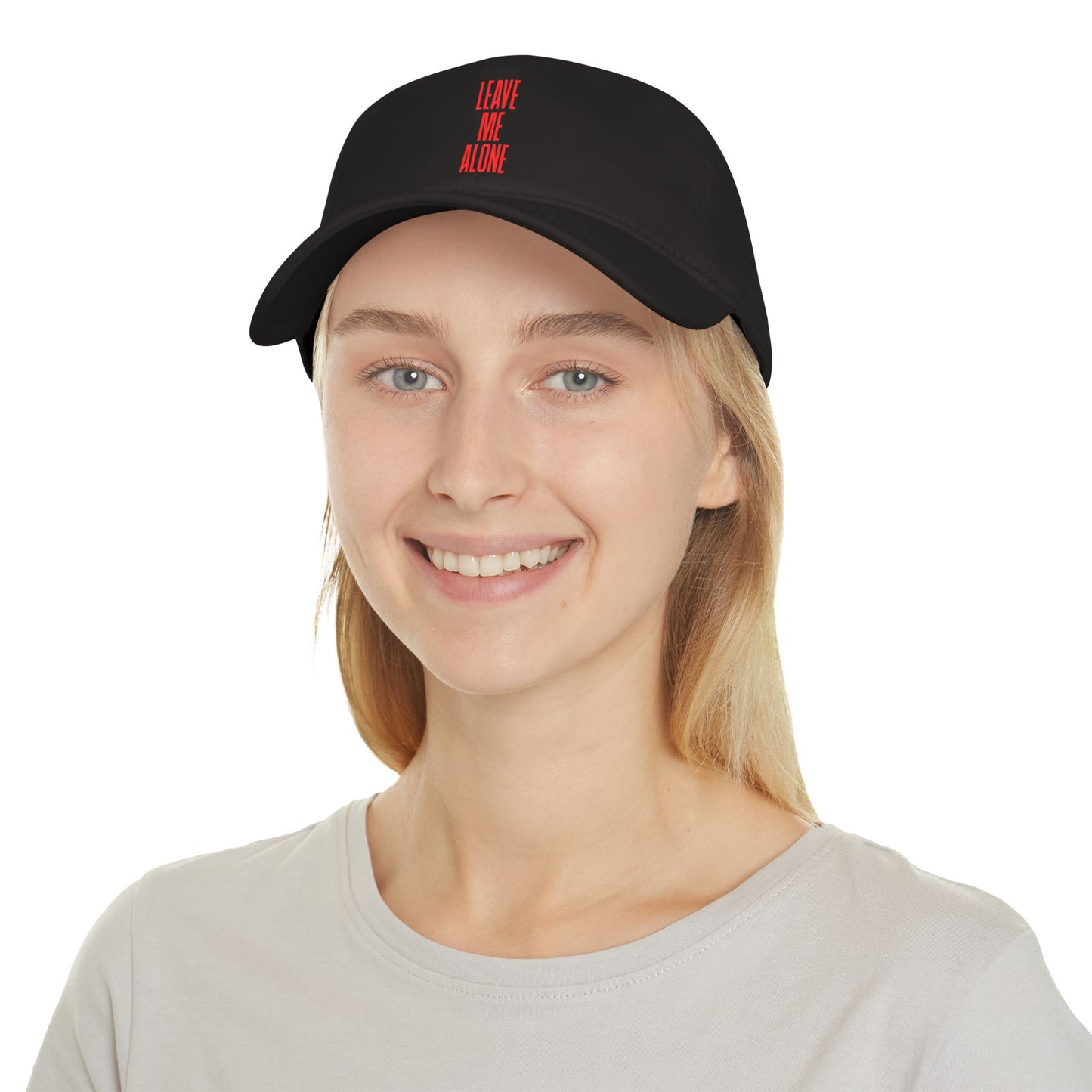 Low Profile Cap — 'Leave Me Alone' Minimalist Black Baseball Hat