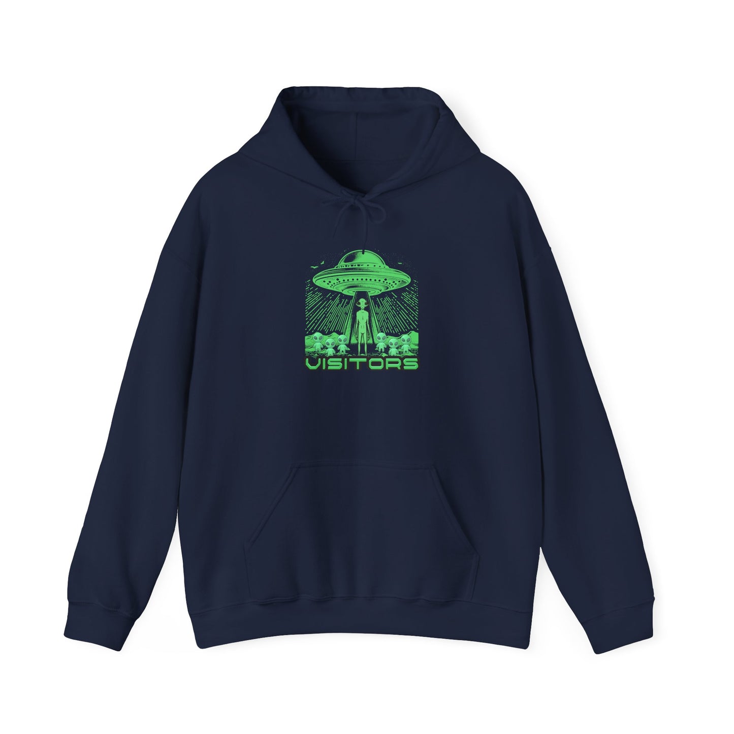 Alien Abduction Hoodie — "Visitors" Retro UFO Pullover