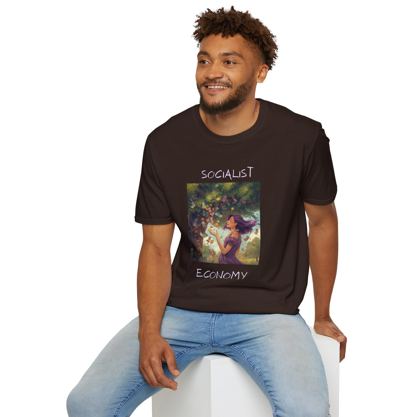 Socialist Economy Graphic T-Shirt — Whimsical Nature Illustration
