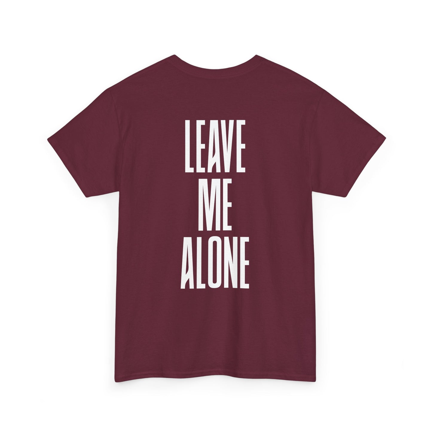 Leave Me Alone T‑Shirt — Bold Vertical Text Graphic Tee