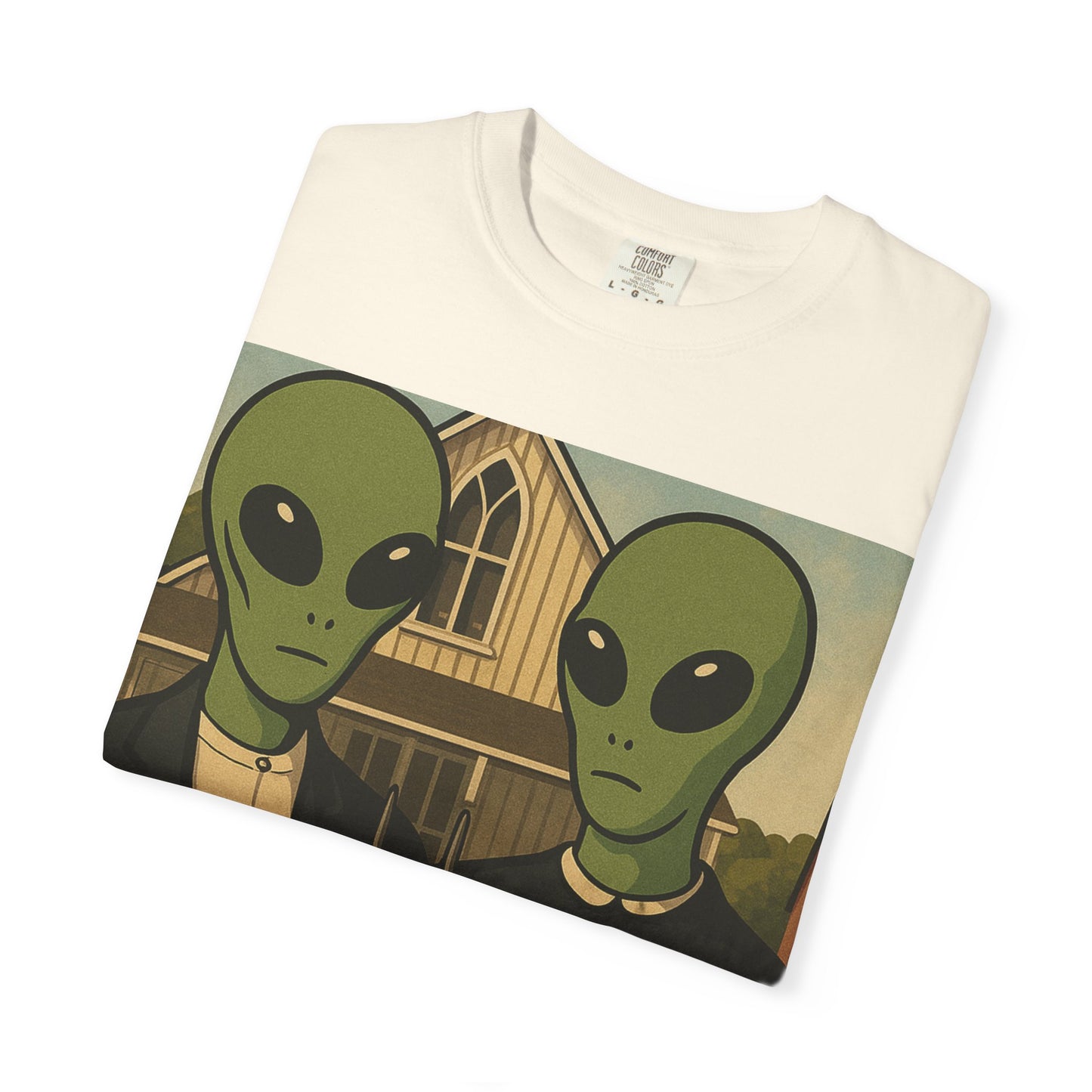 Alien Gothic T-Shirt — Parody of American Gothic Art