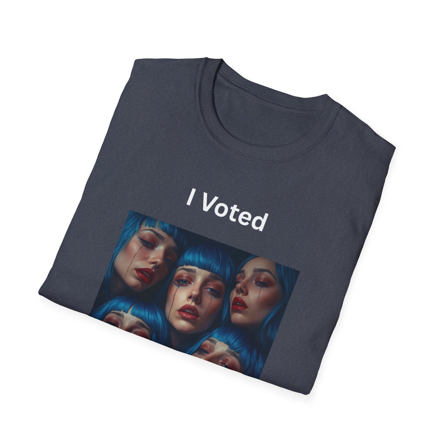 I Voted For This Graphic T-Shirt — Blue Hair Portrait Collage Tee