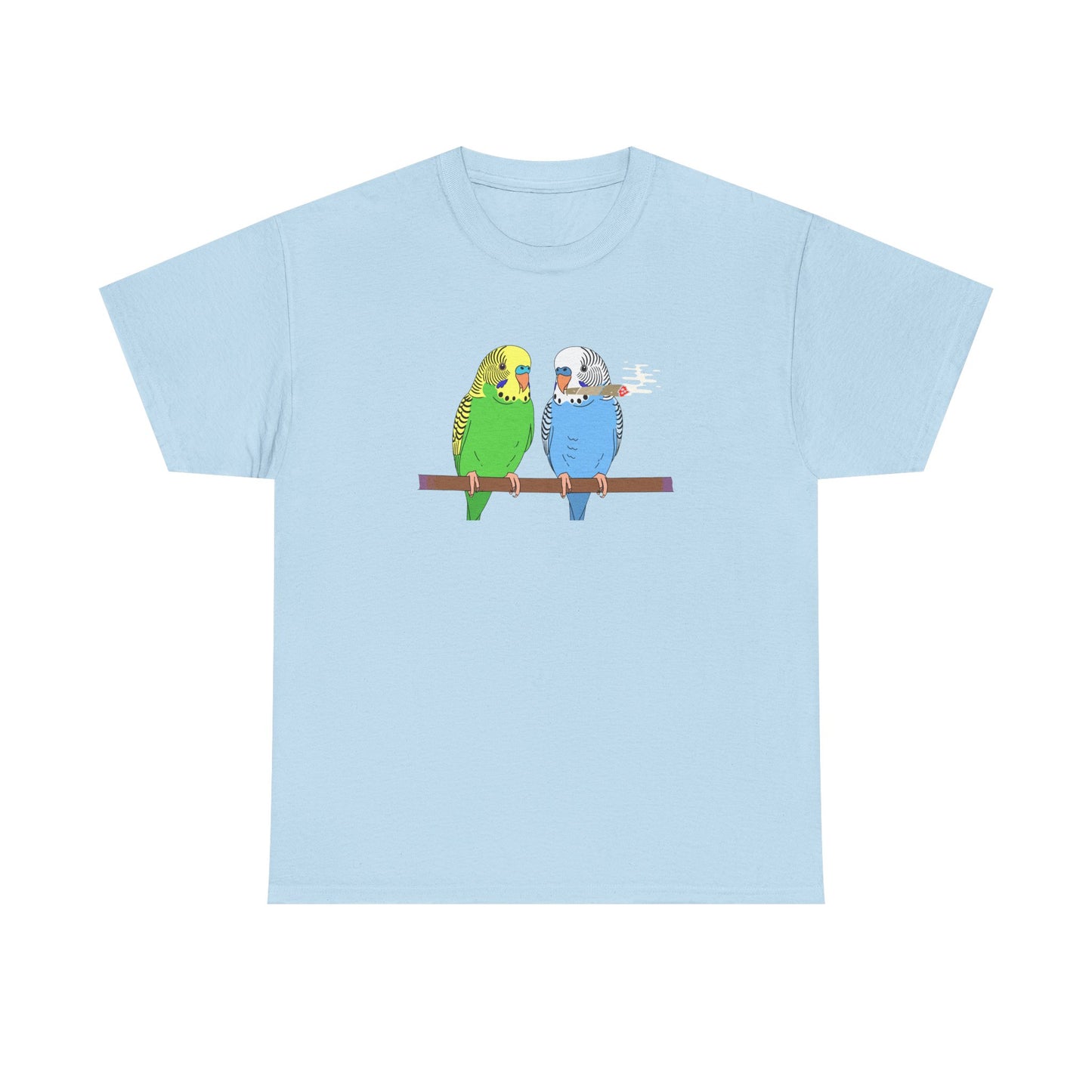 2 Birds 1 Stoned T-Shirt — Cute Parakeet Pair Graphic Tee