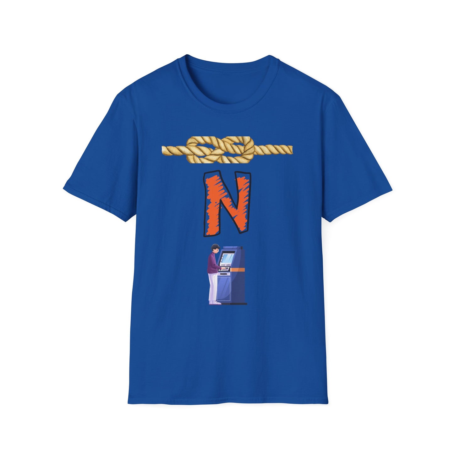 N Letter Graphic T-Shirt — Nautical Rope & Arcade Gamer Design