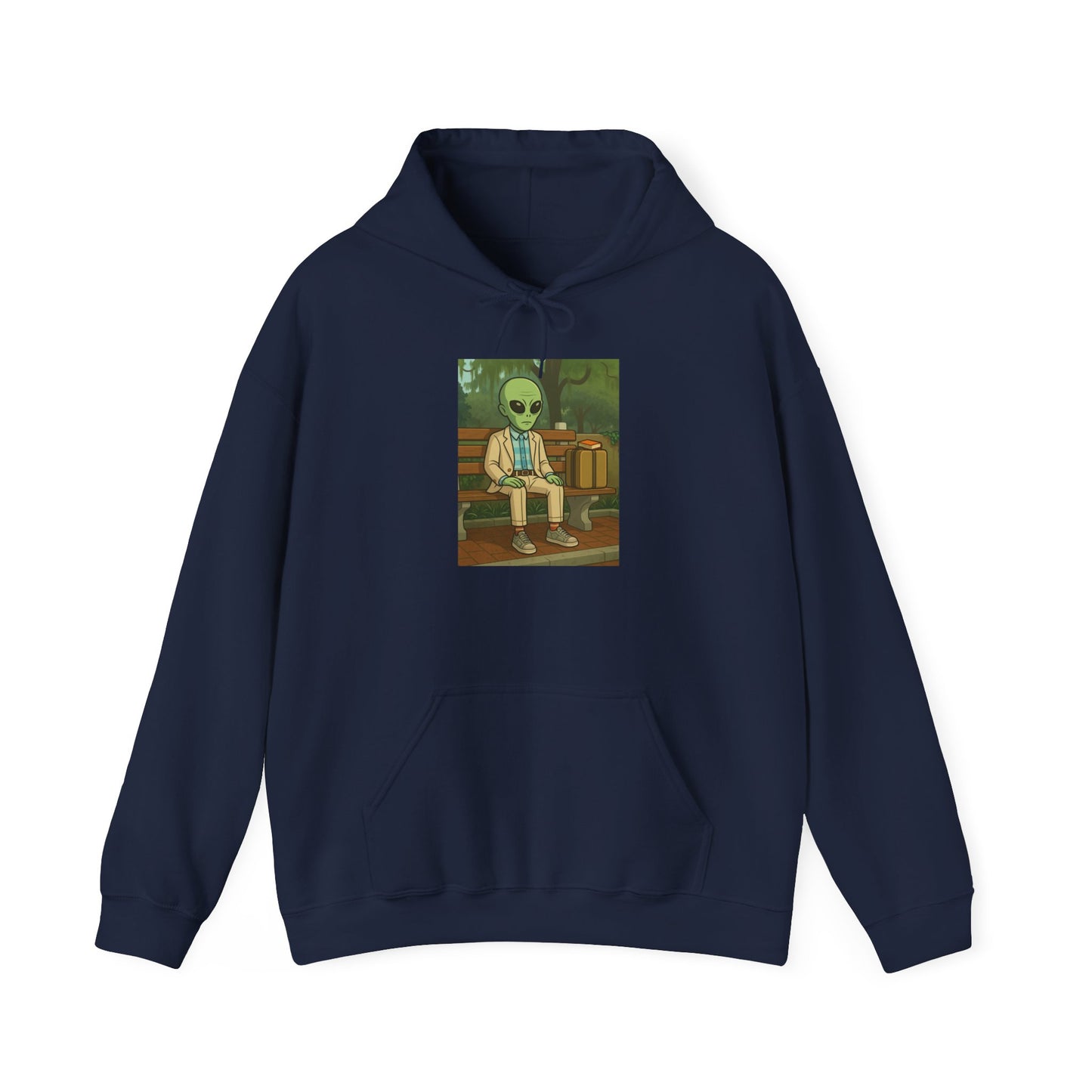 Gump Hoodie – Retro Green Alien Illustration Pullover